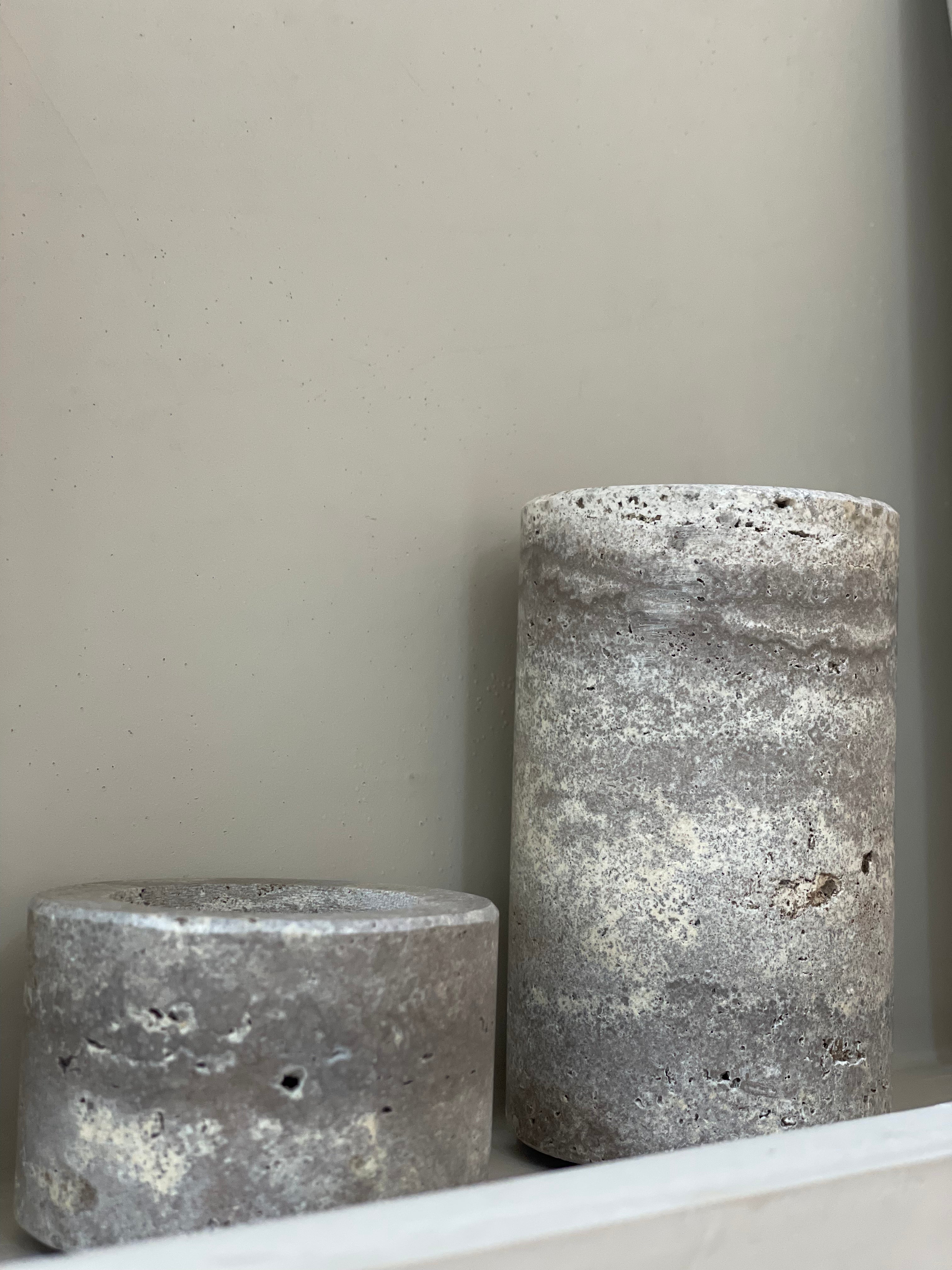 Candlestick waxinelights travertine S