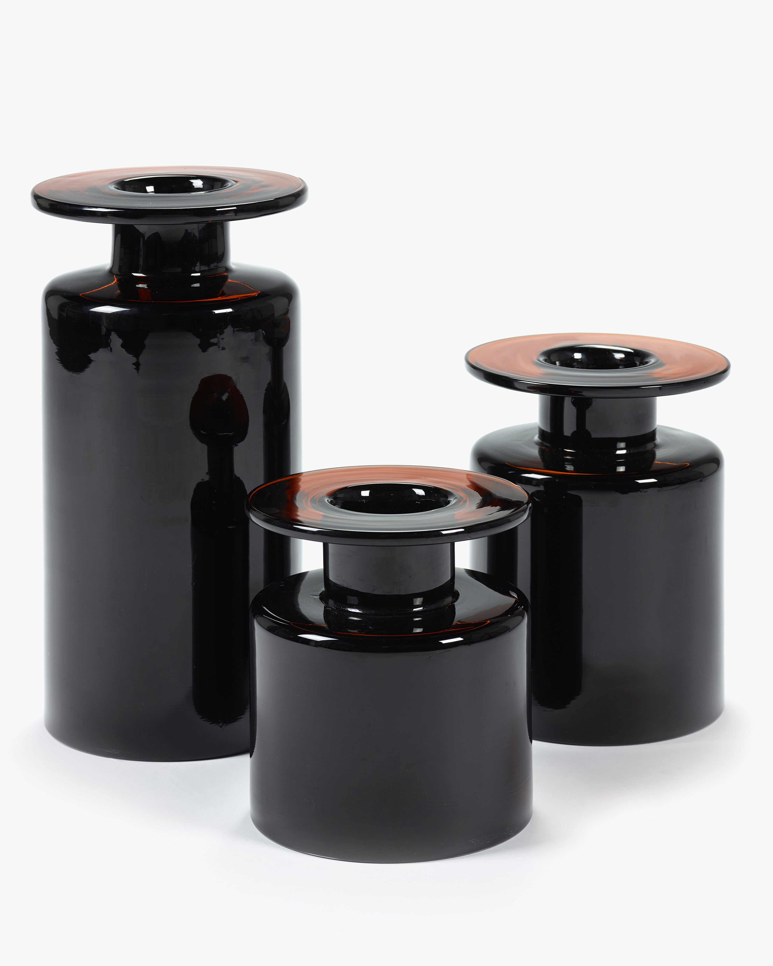 Vase Wind & Fire noir/brun Medium