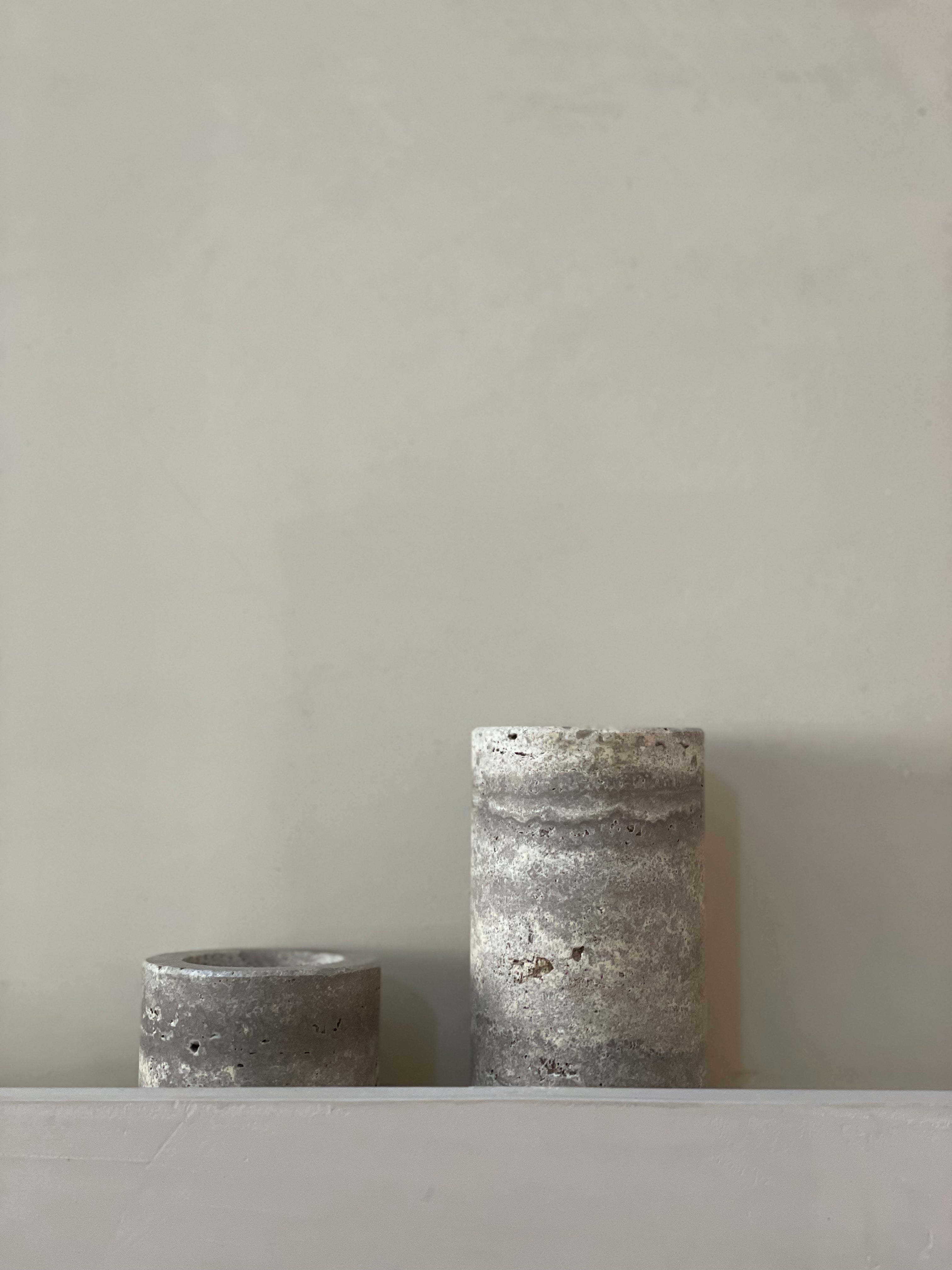 Candlestick waxinelights travertine S