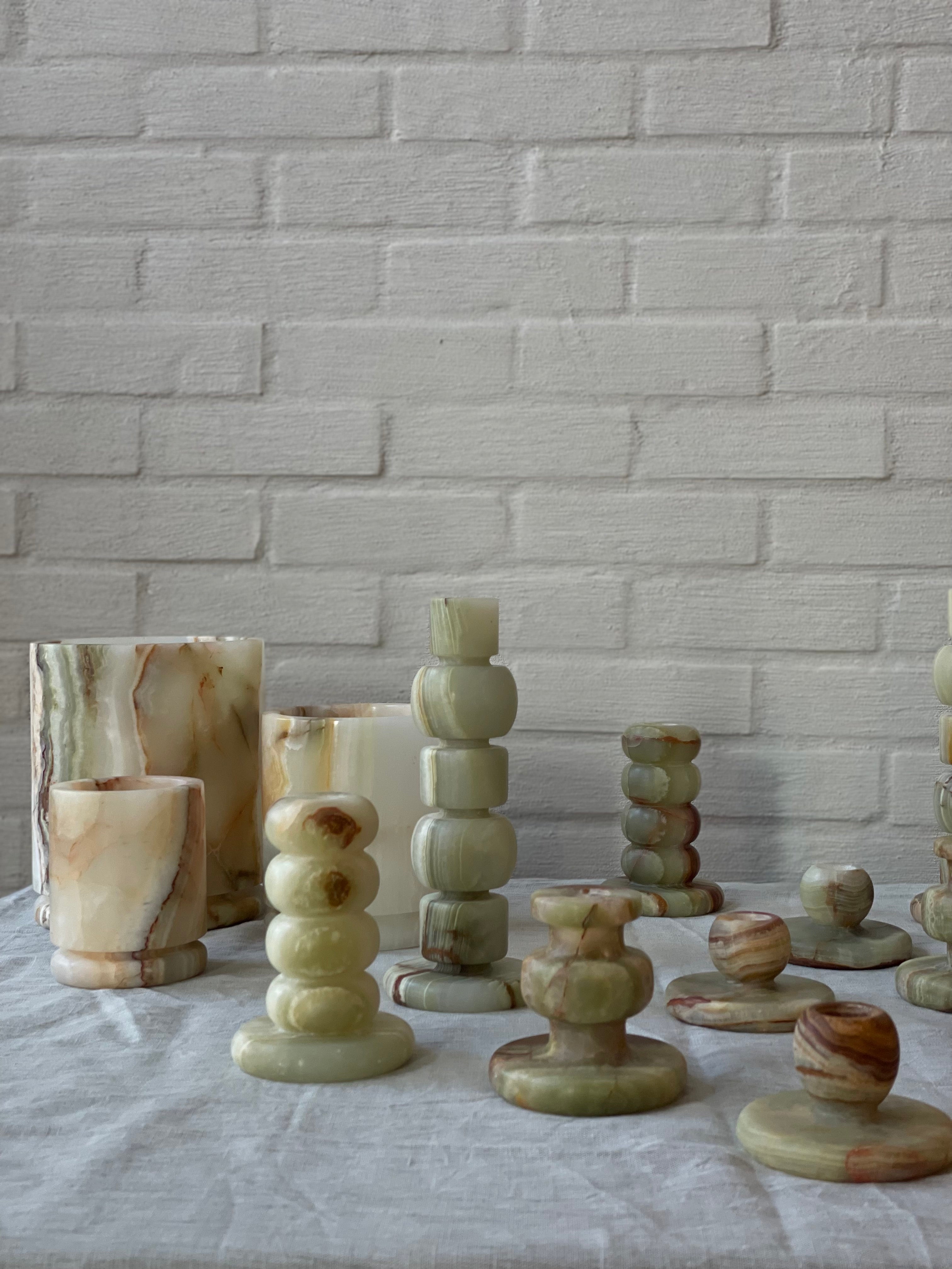 Kandelaar onyx groen L