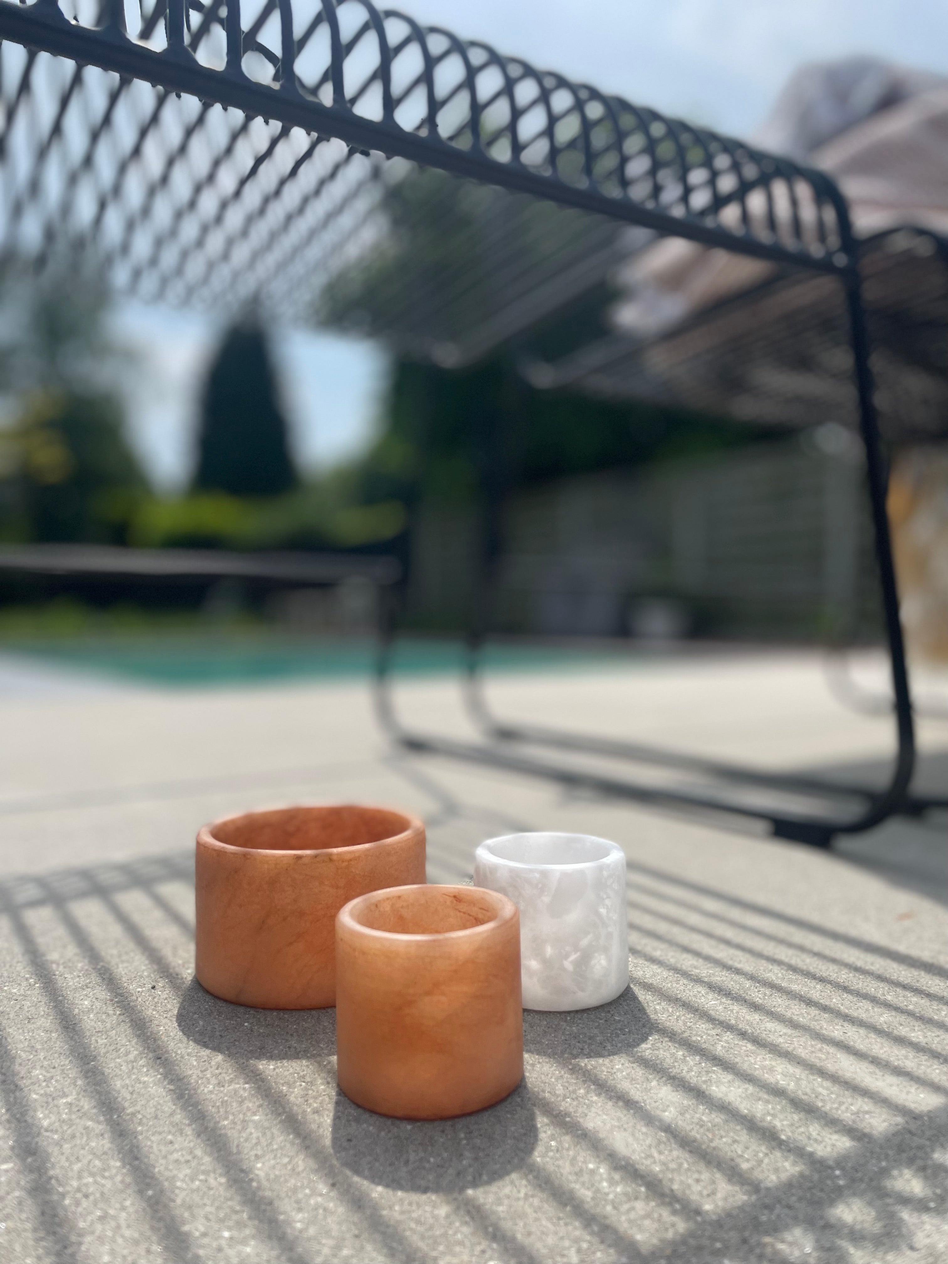 Kaarshouder albaster terracotta S laag