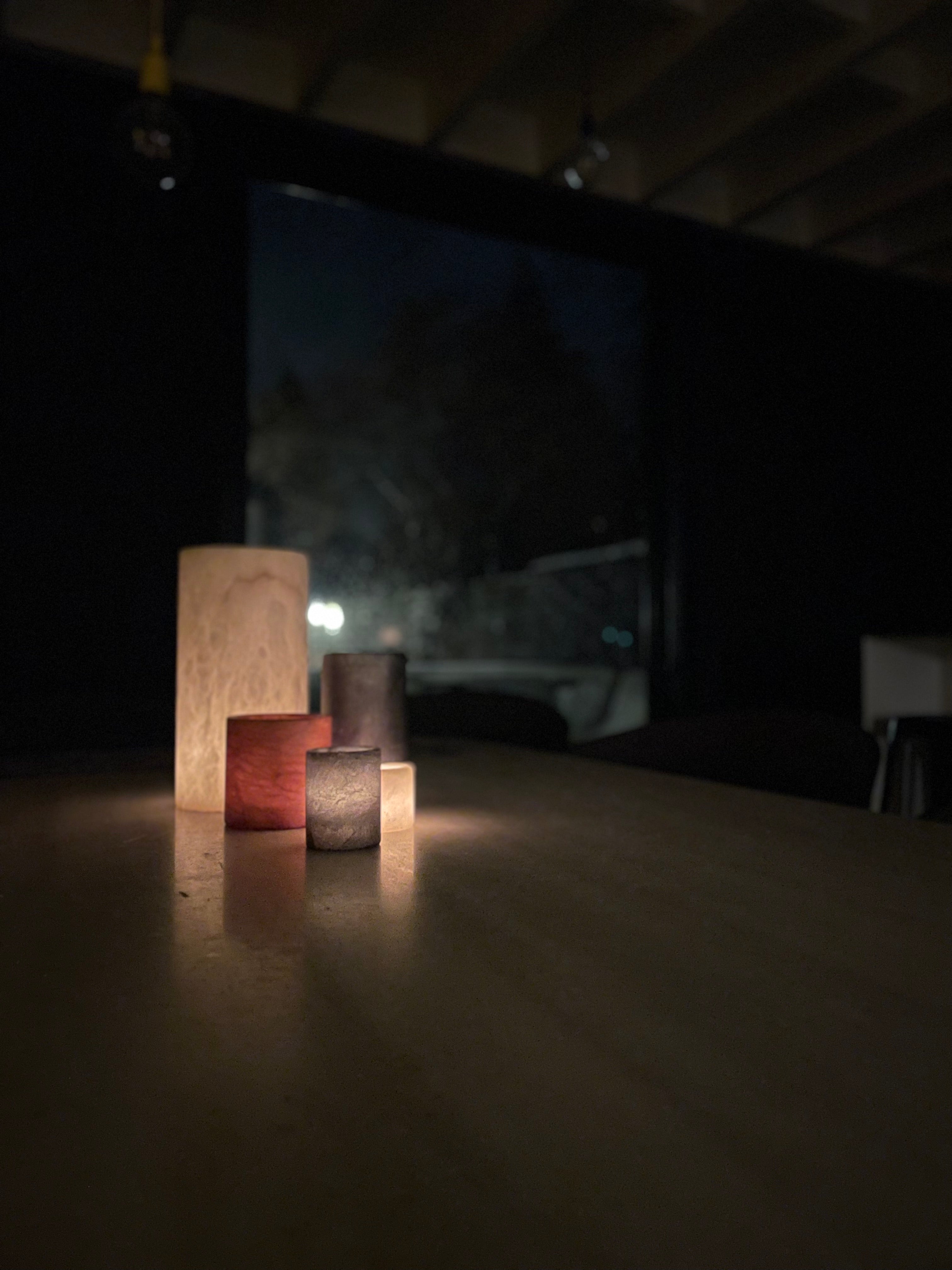 Bougeoir/Vase albâtre beige Alice