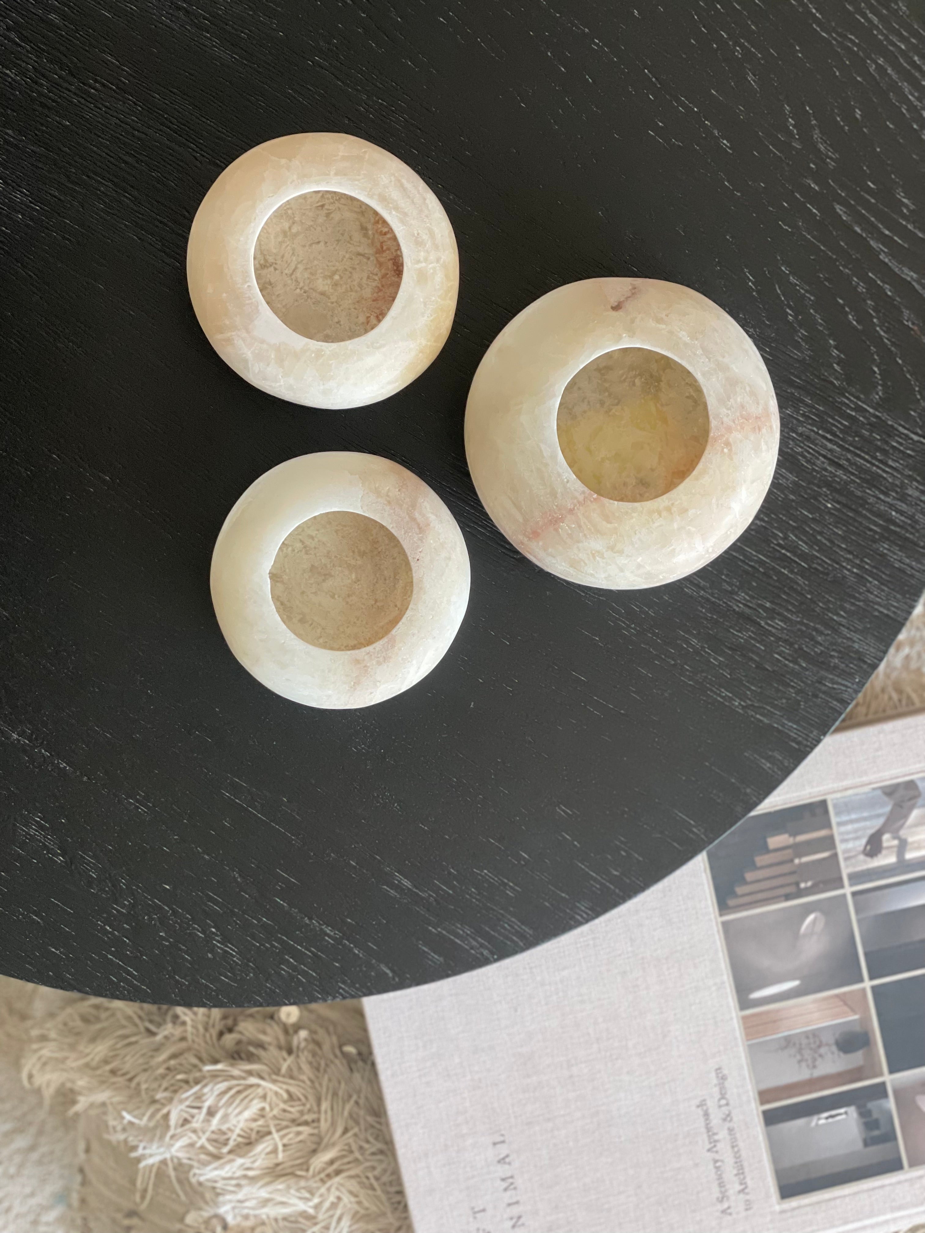 Egyptian Alabaster Set No. 9 - Set of 3 - Halo Shape