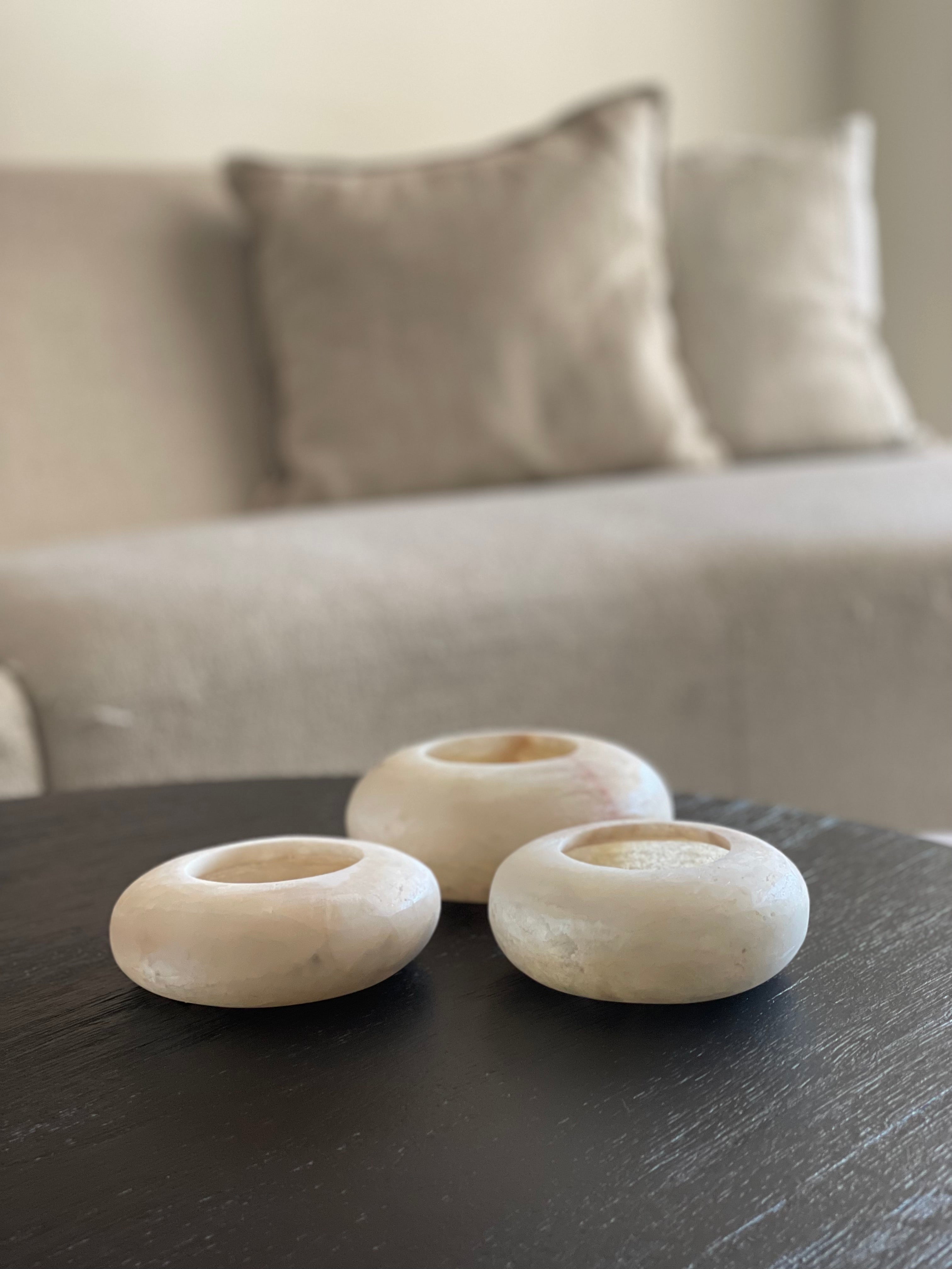 Egyptian Alabaster Set No. 9 - Set of 3 - Halo Shape