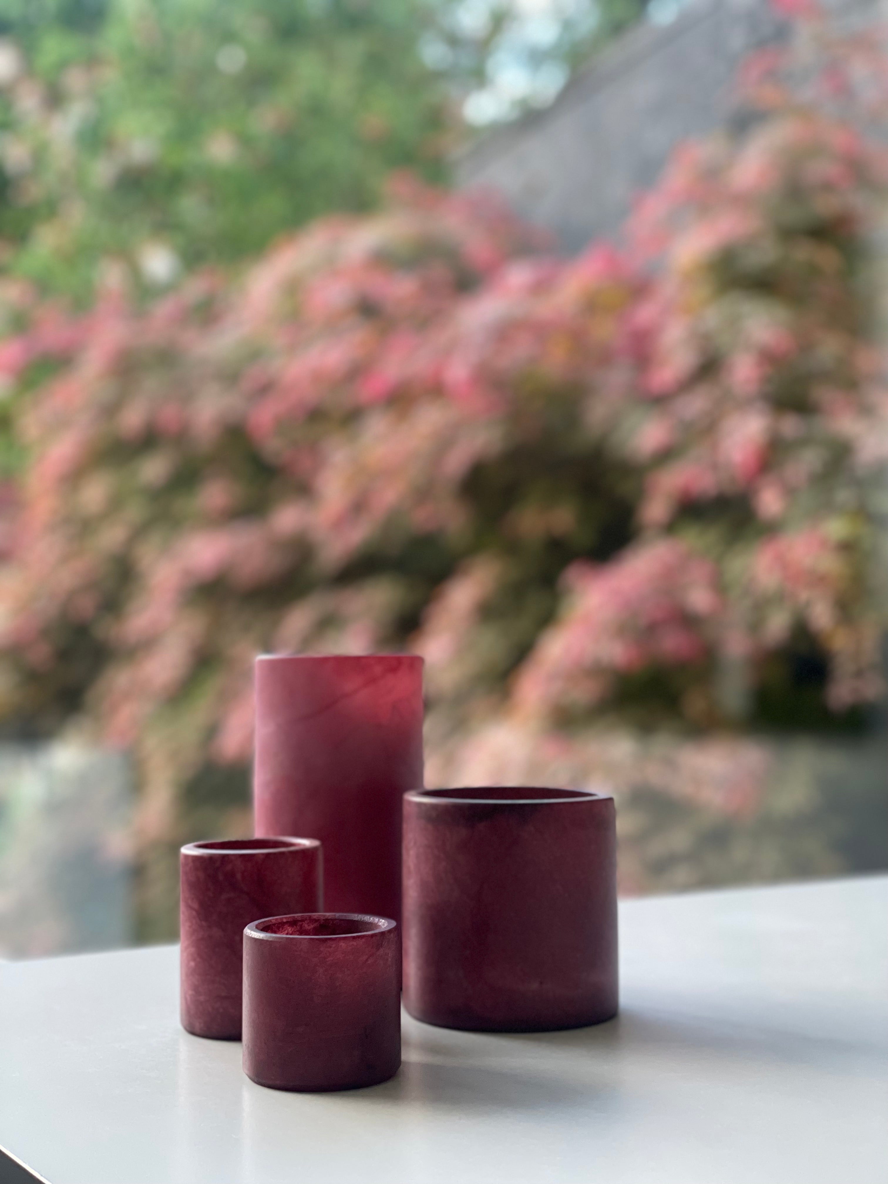 Candle holder alabaster burgundy XS