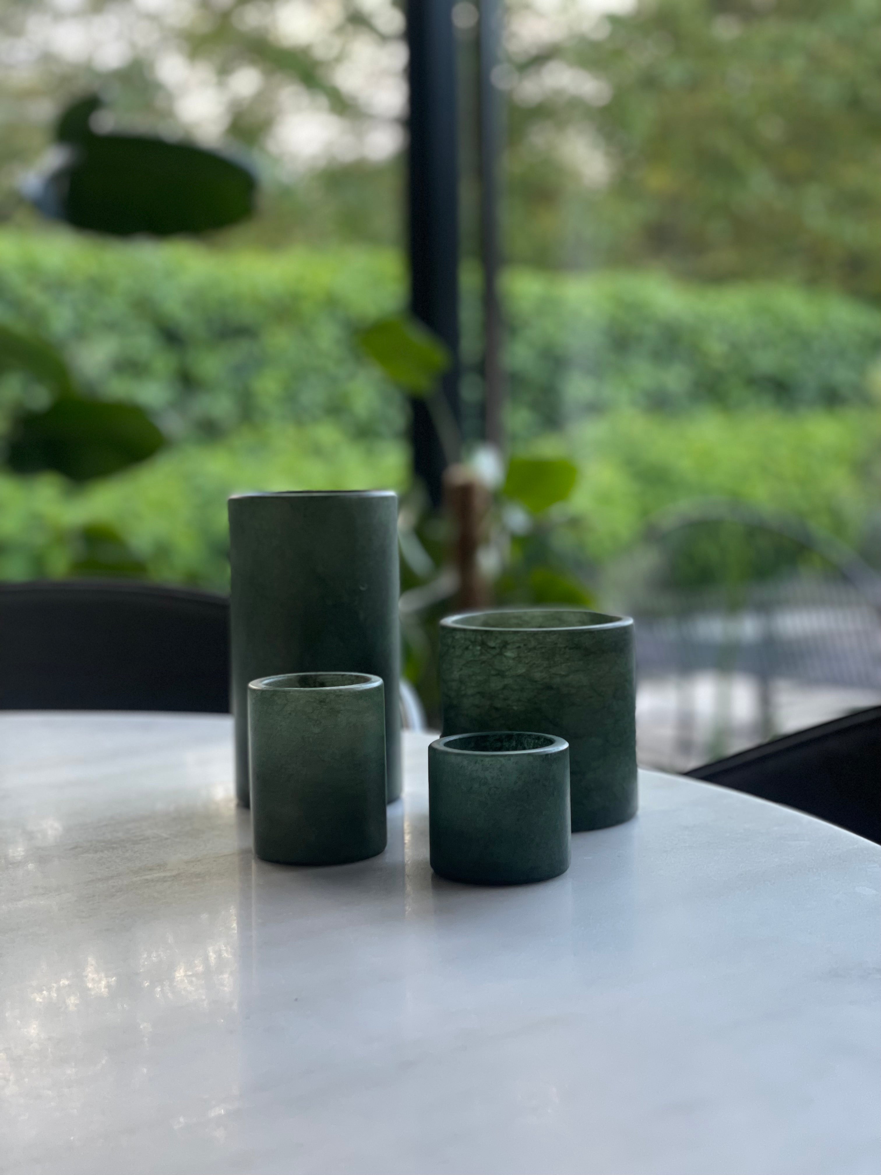 Candle holder alabaster green XS