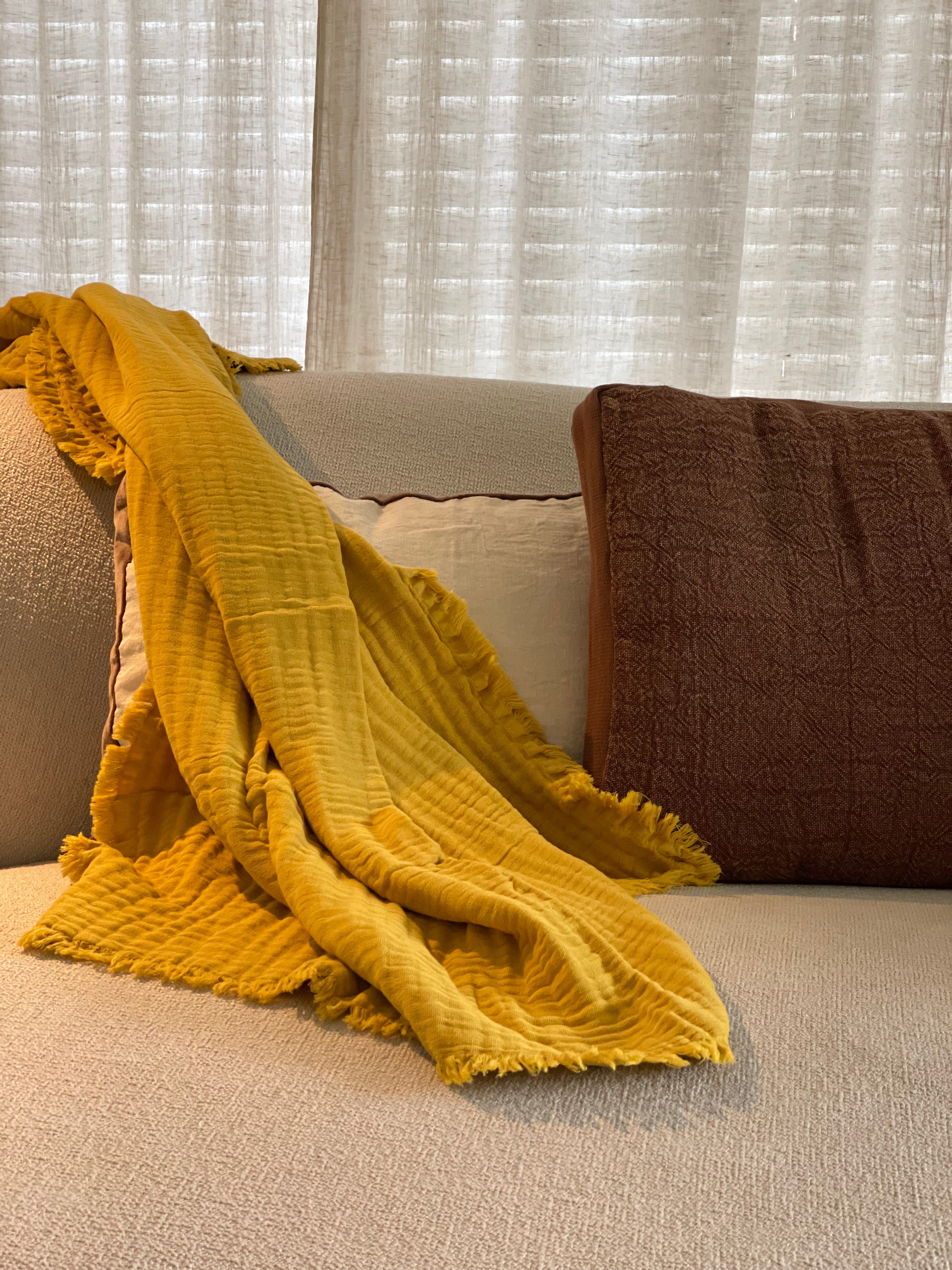 Plaid ocre coton