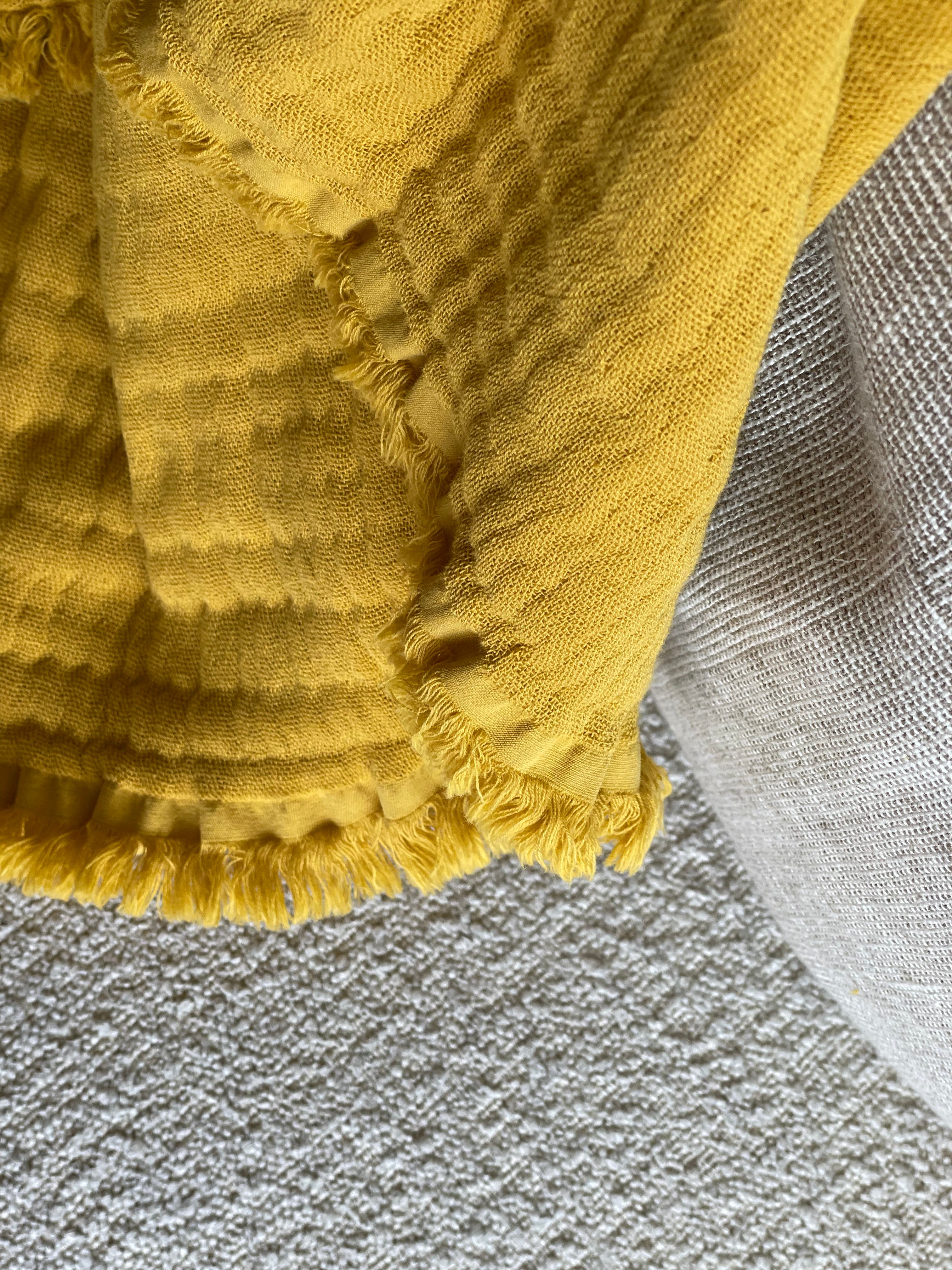 Plaid ocre coton