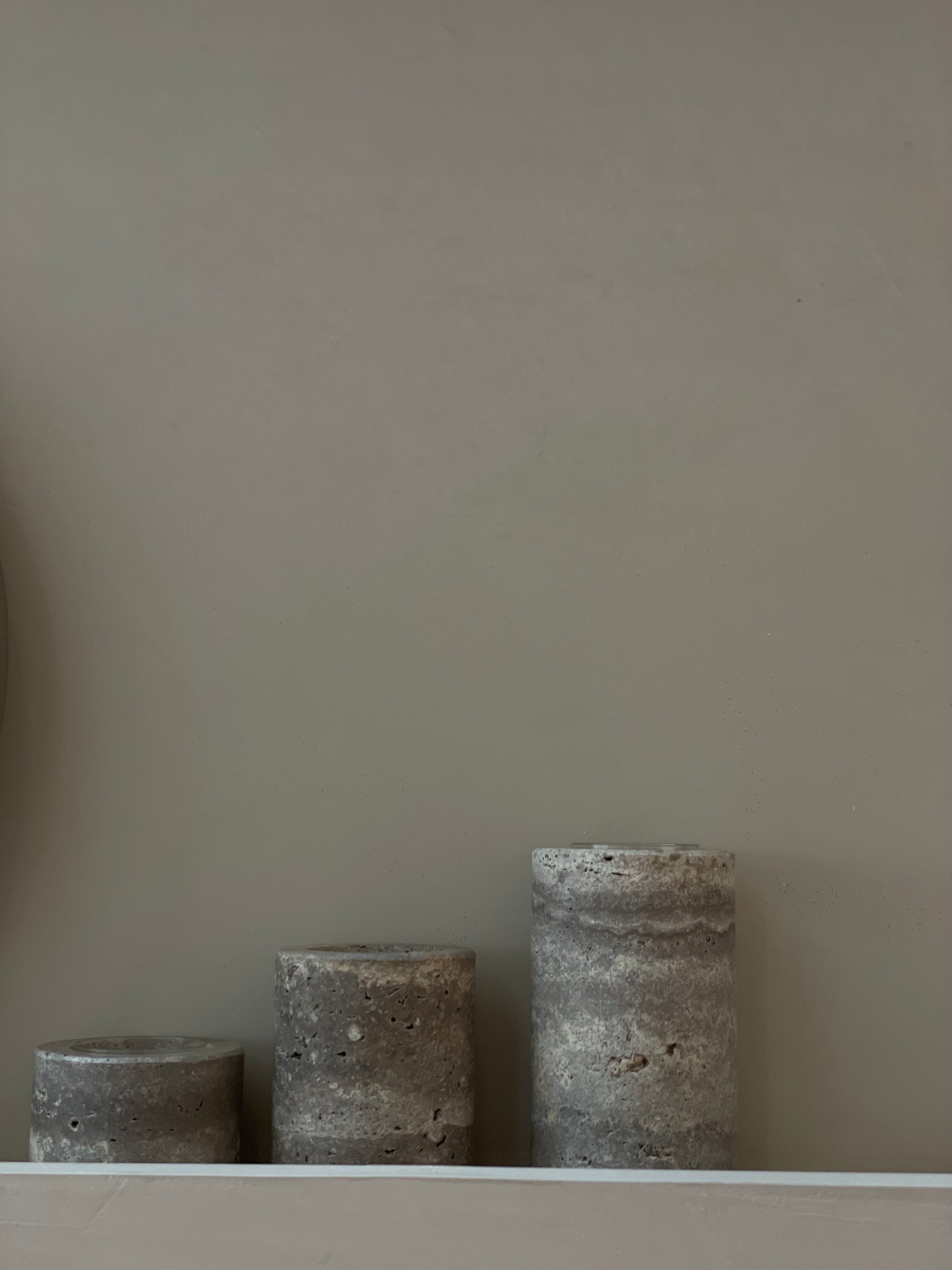 Candlestick waxinelights travertine M