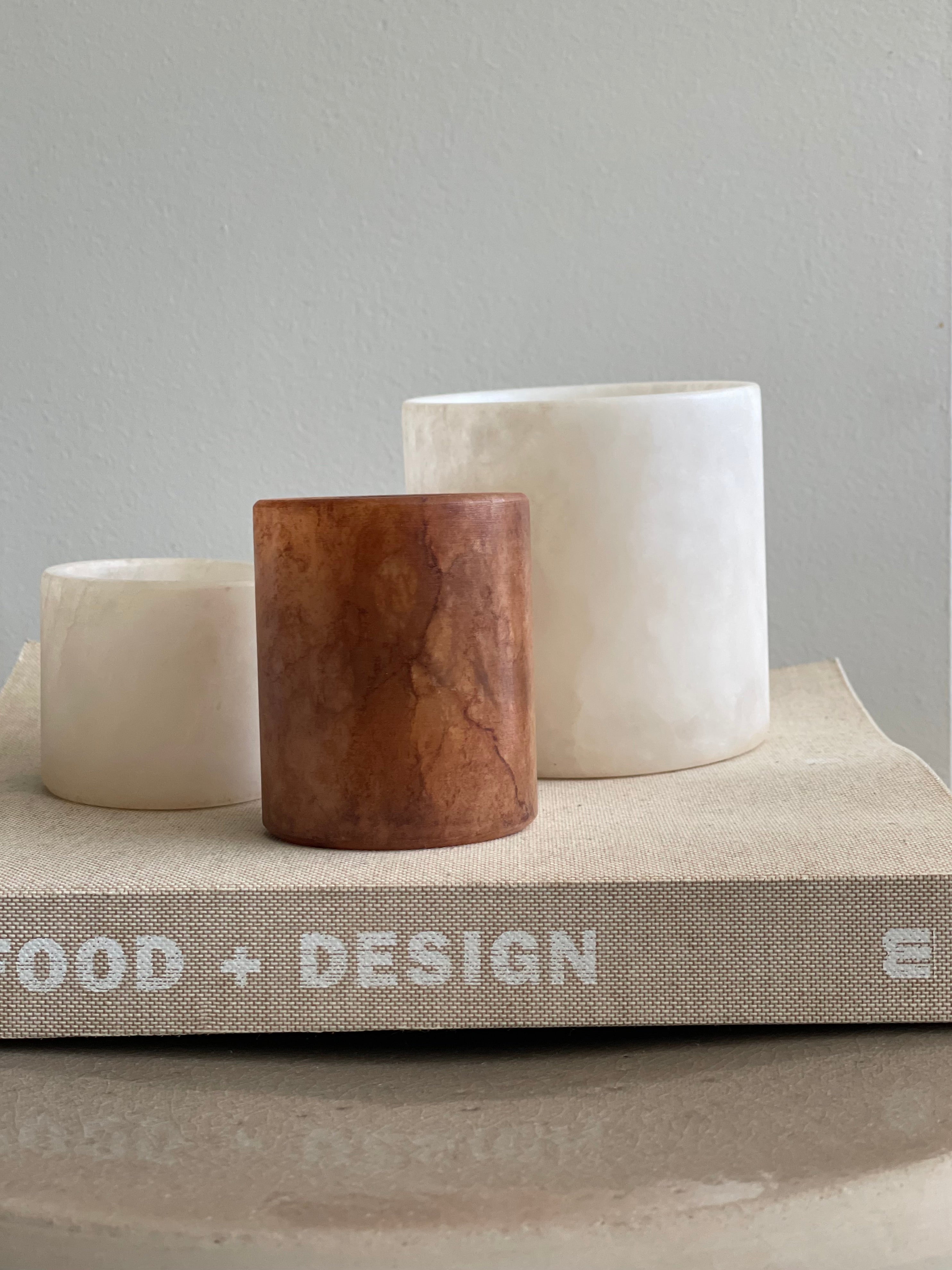 Candle holder alabaster beige S