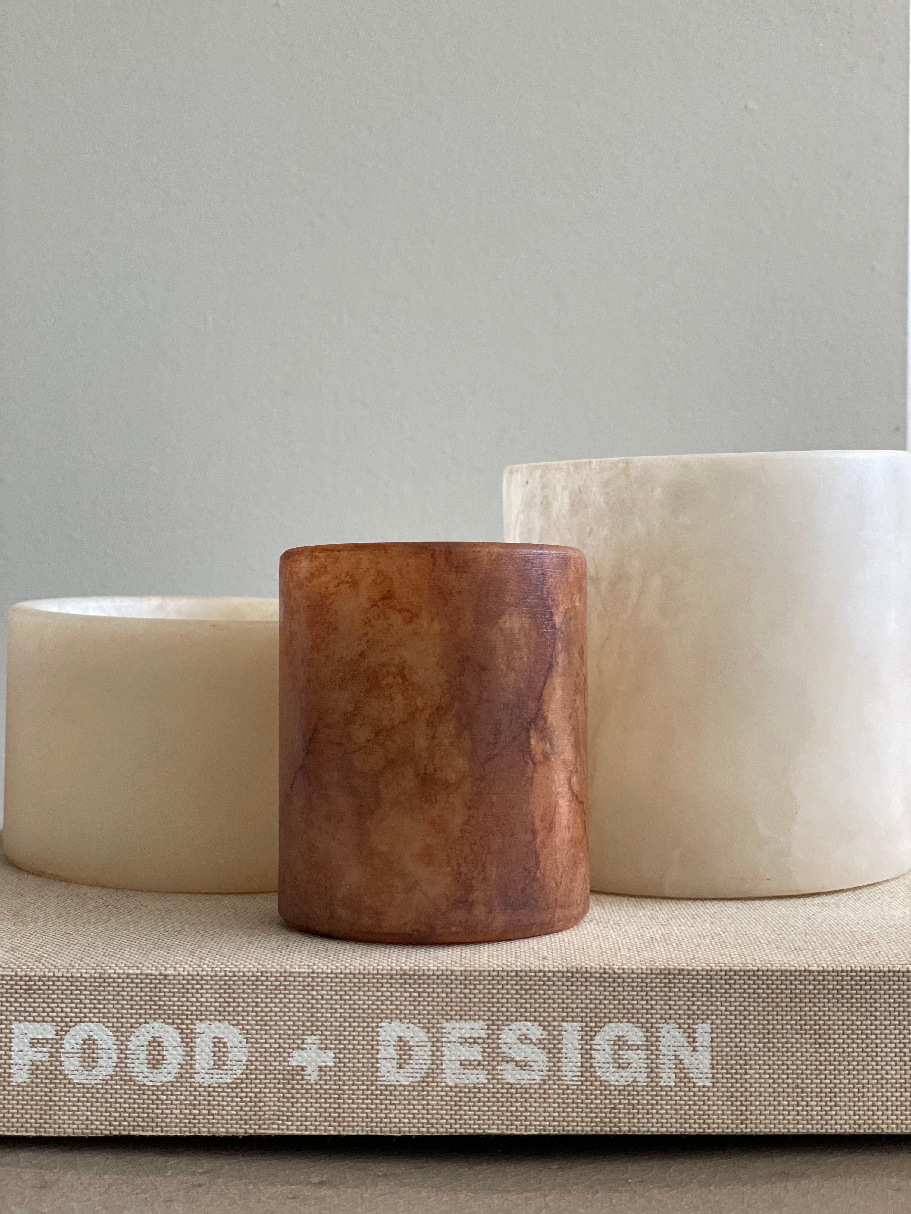 Candle holder alabaster beige S