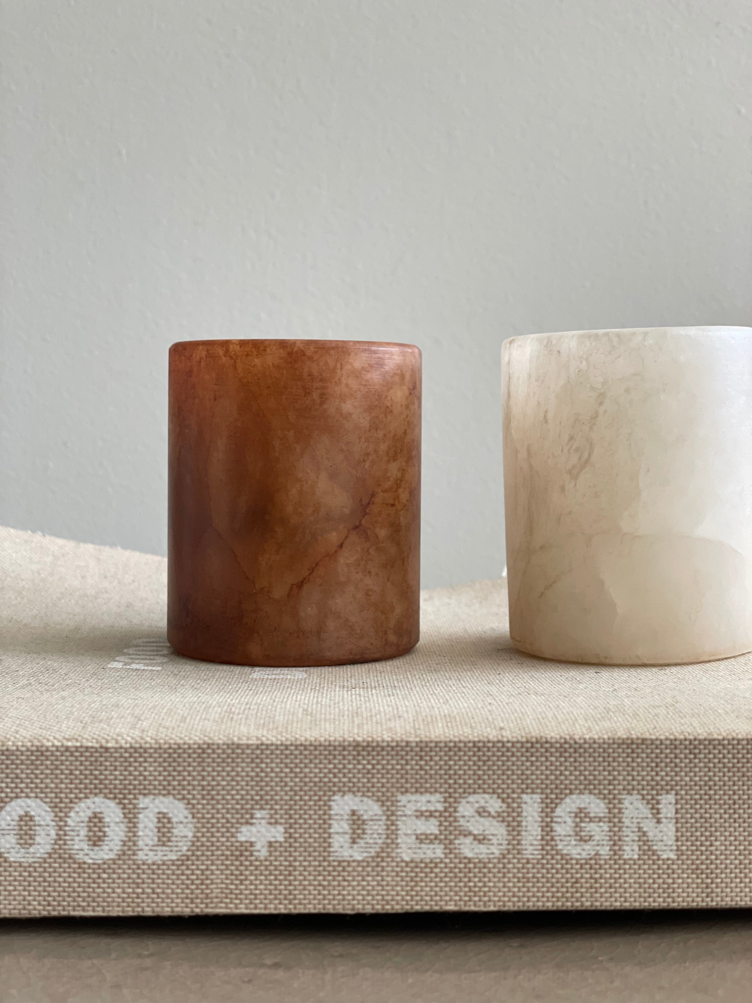 Candle holder alabaster beige S