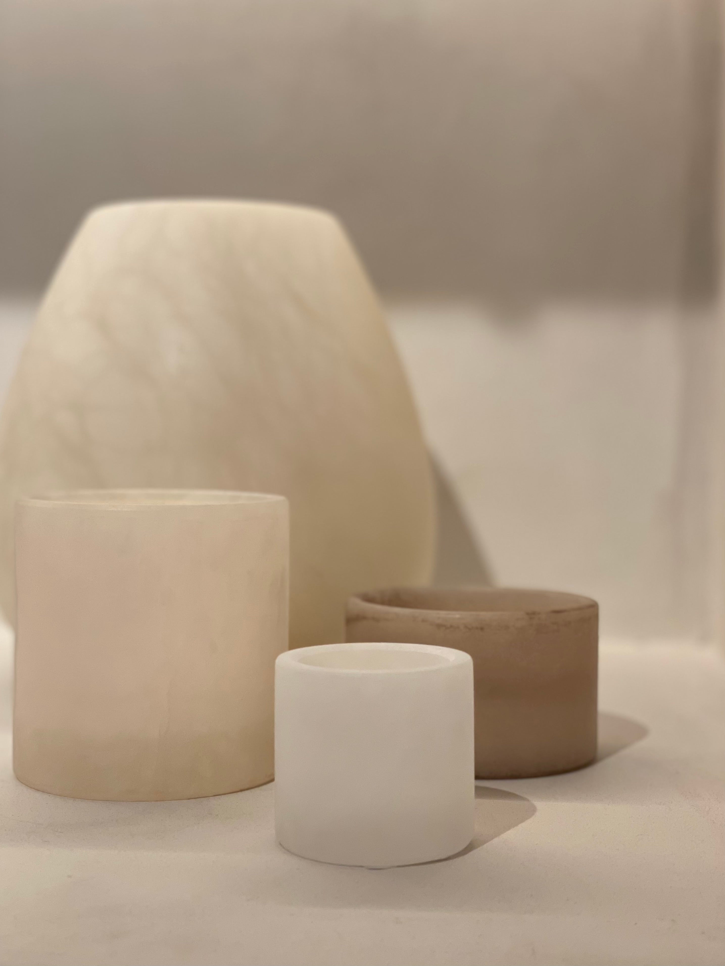 Candle holder alabaster beige S