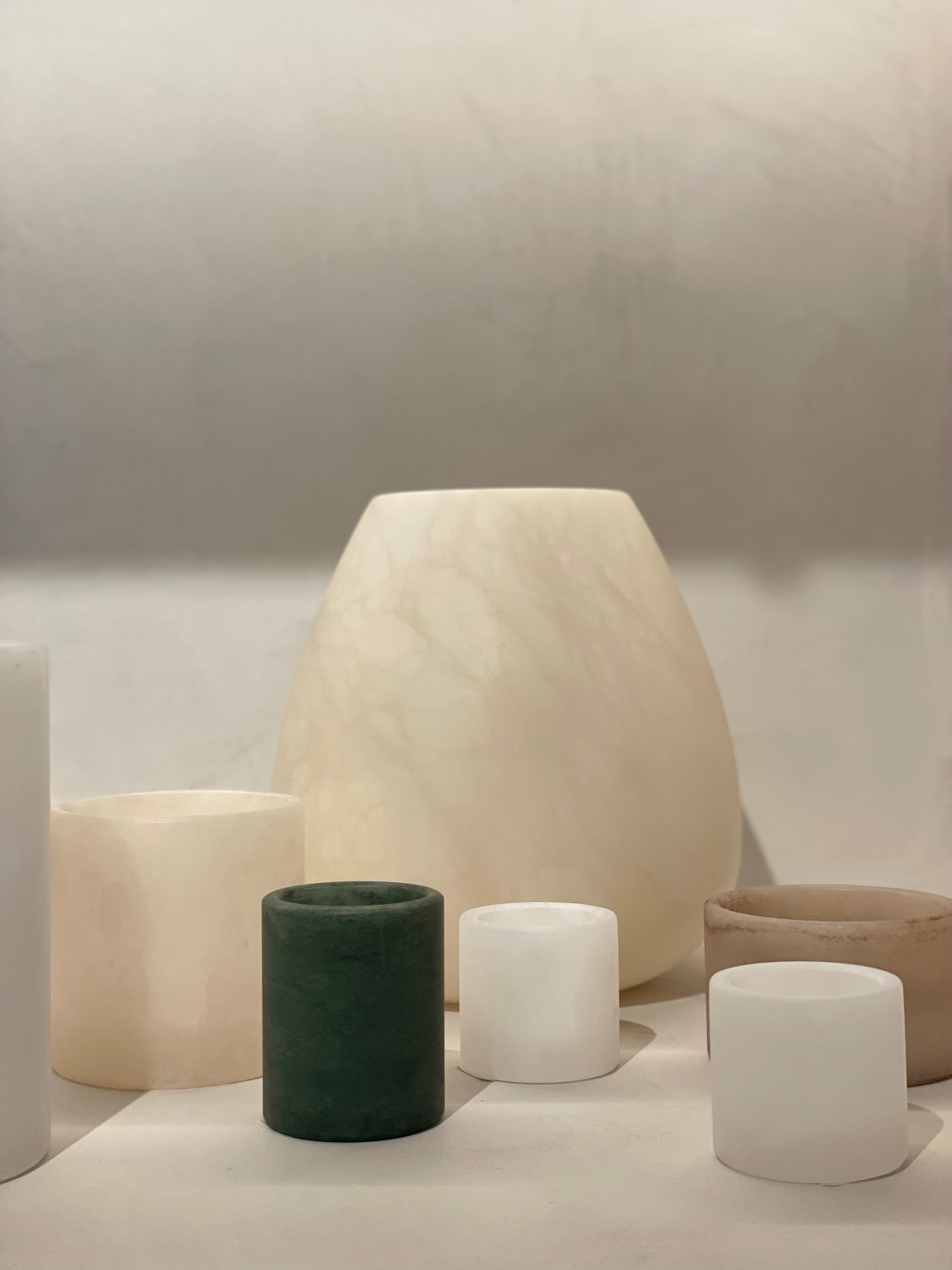 Candle holder alabaster beige S