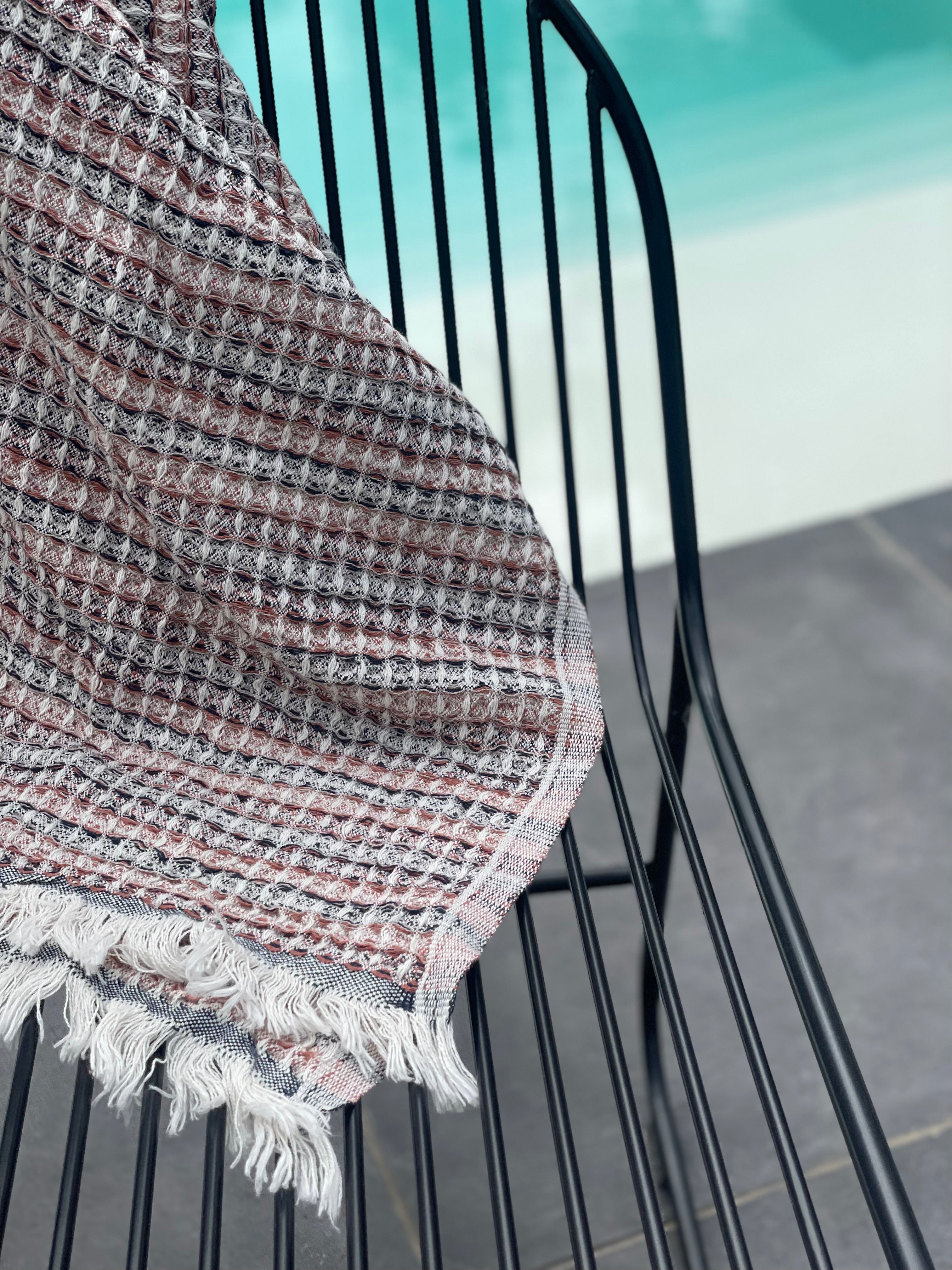 Handdoek Waffle zwart-bruin