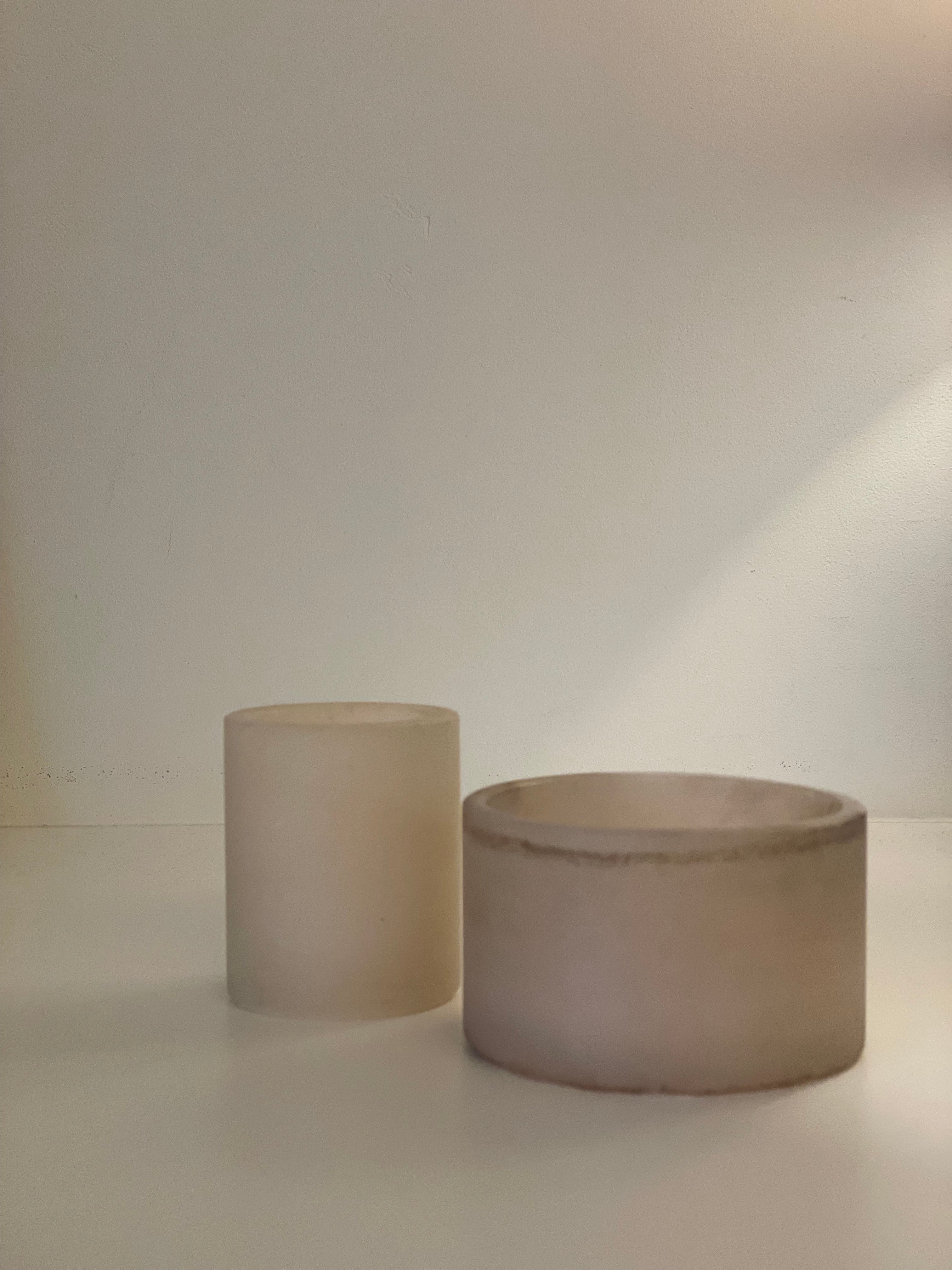 Candle holder alabaster beige S