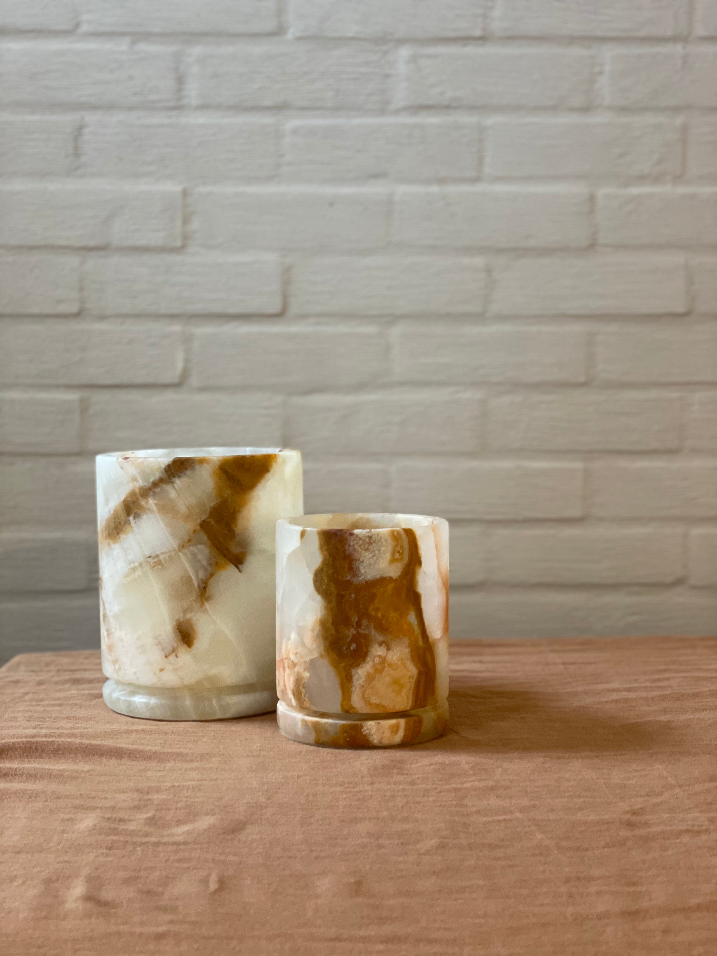 Candle holder caramel onyx M