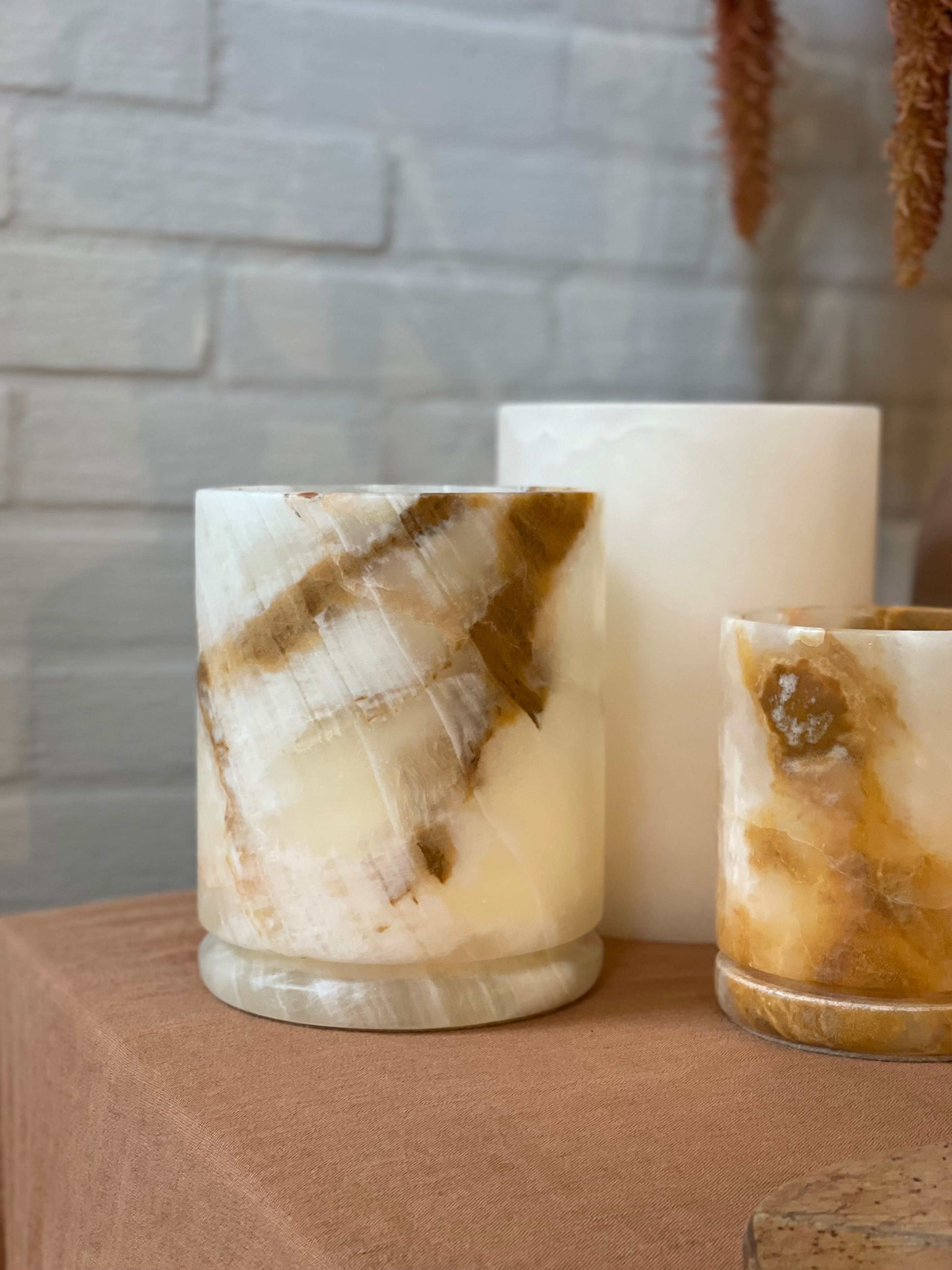 Candle holder caramel onyx L