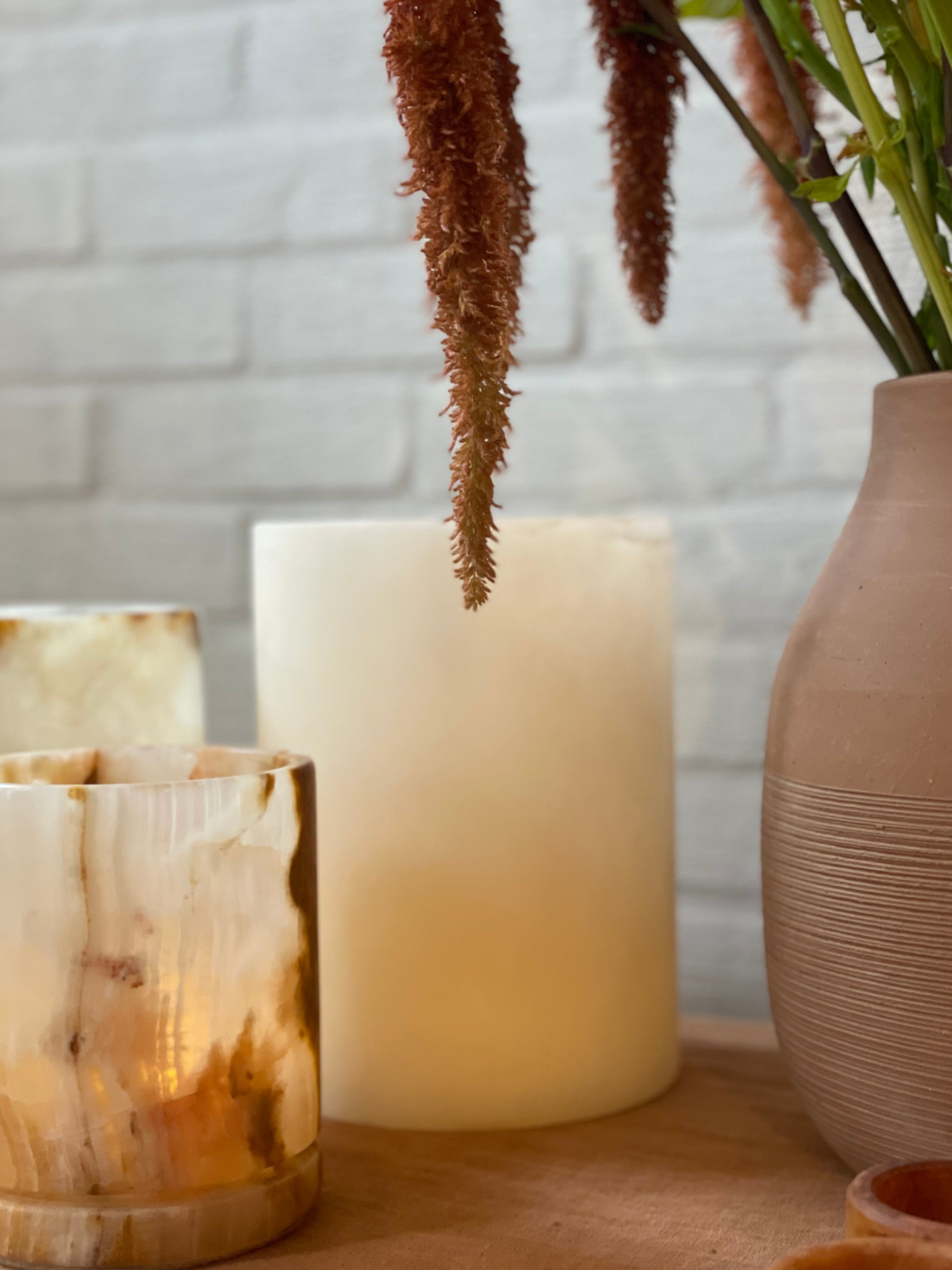 Candle holder caramel onyx M
