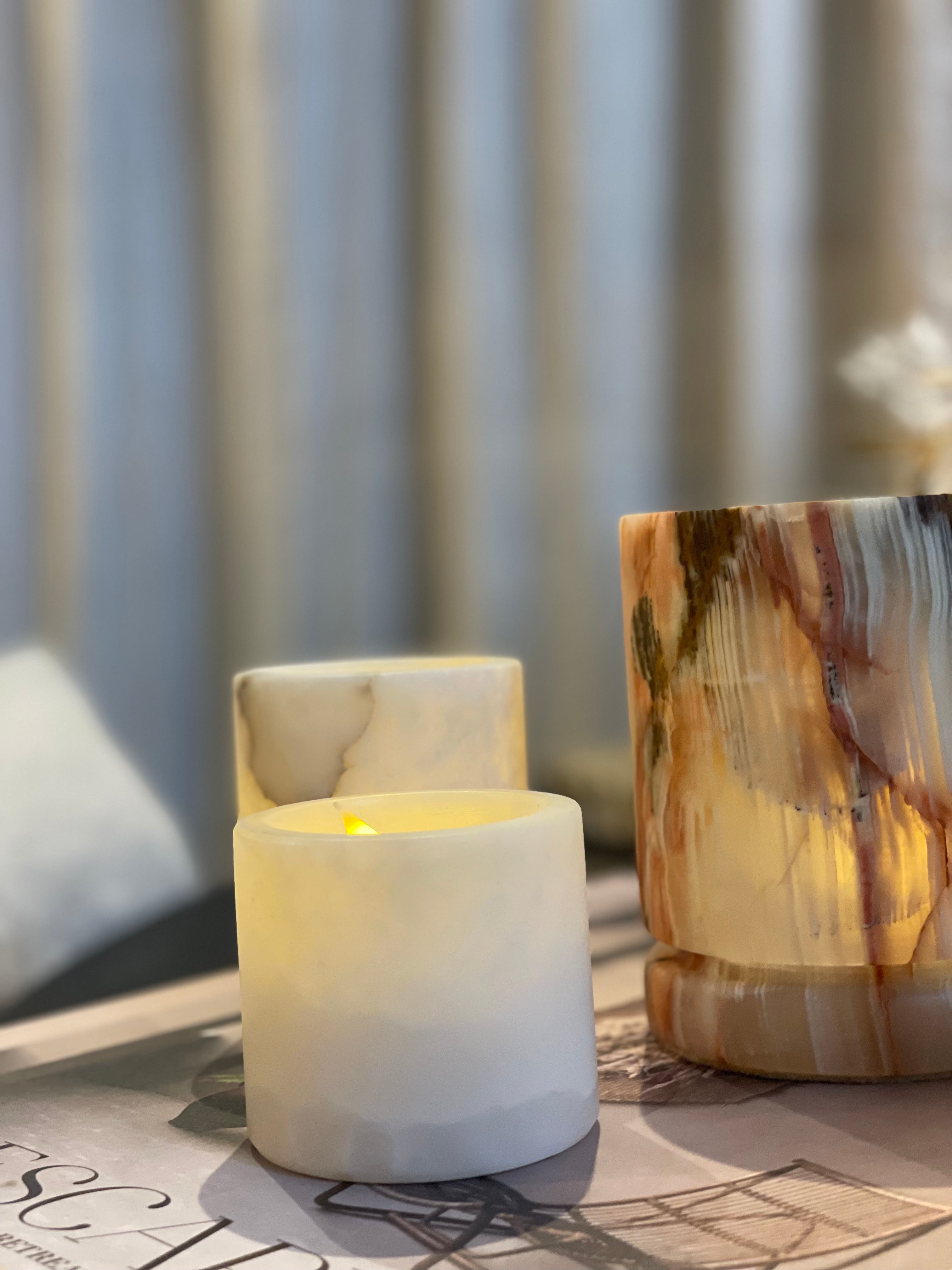 Candle holder brown onyx S