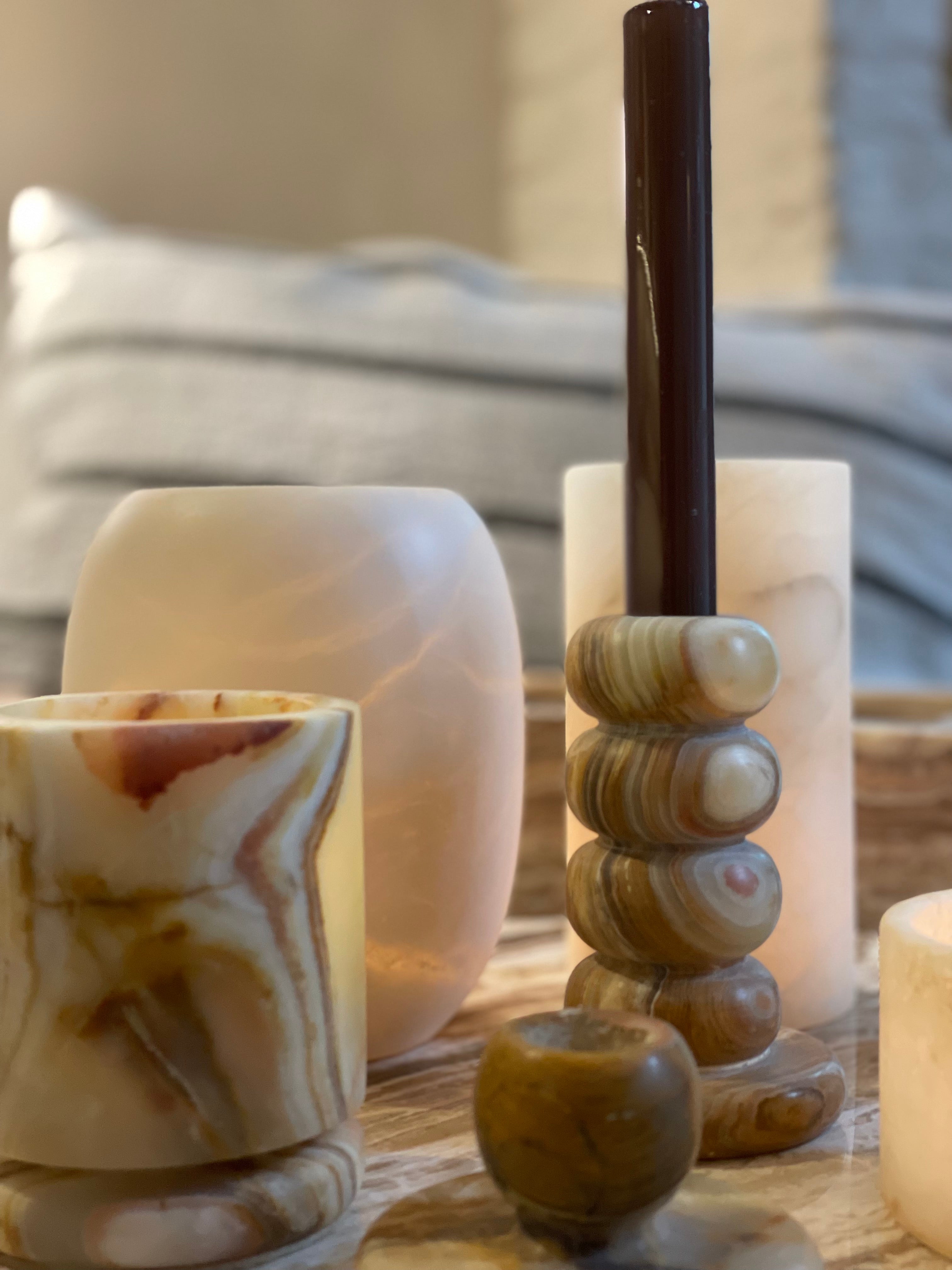 Candle holder brown onyx S