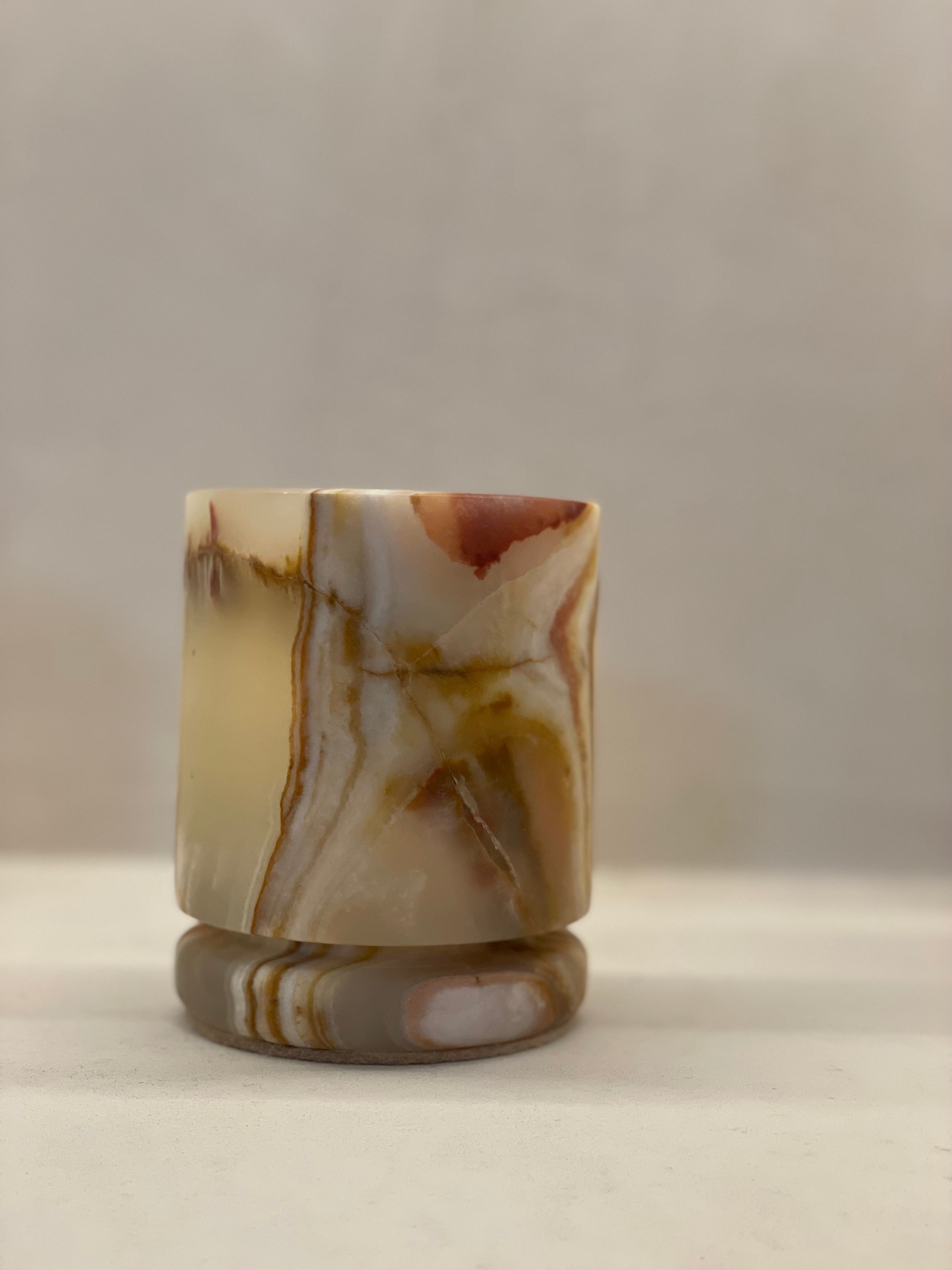 Candle holder brown onyx S