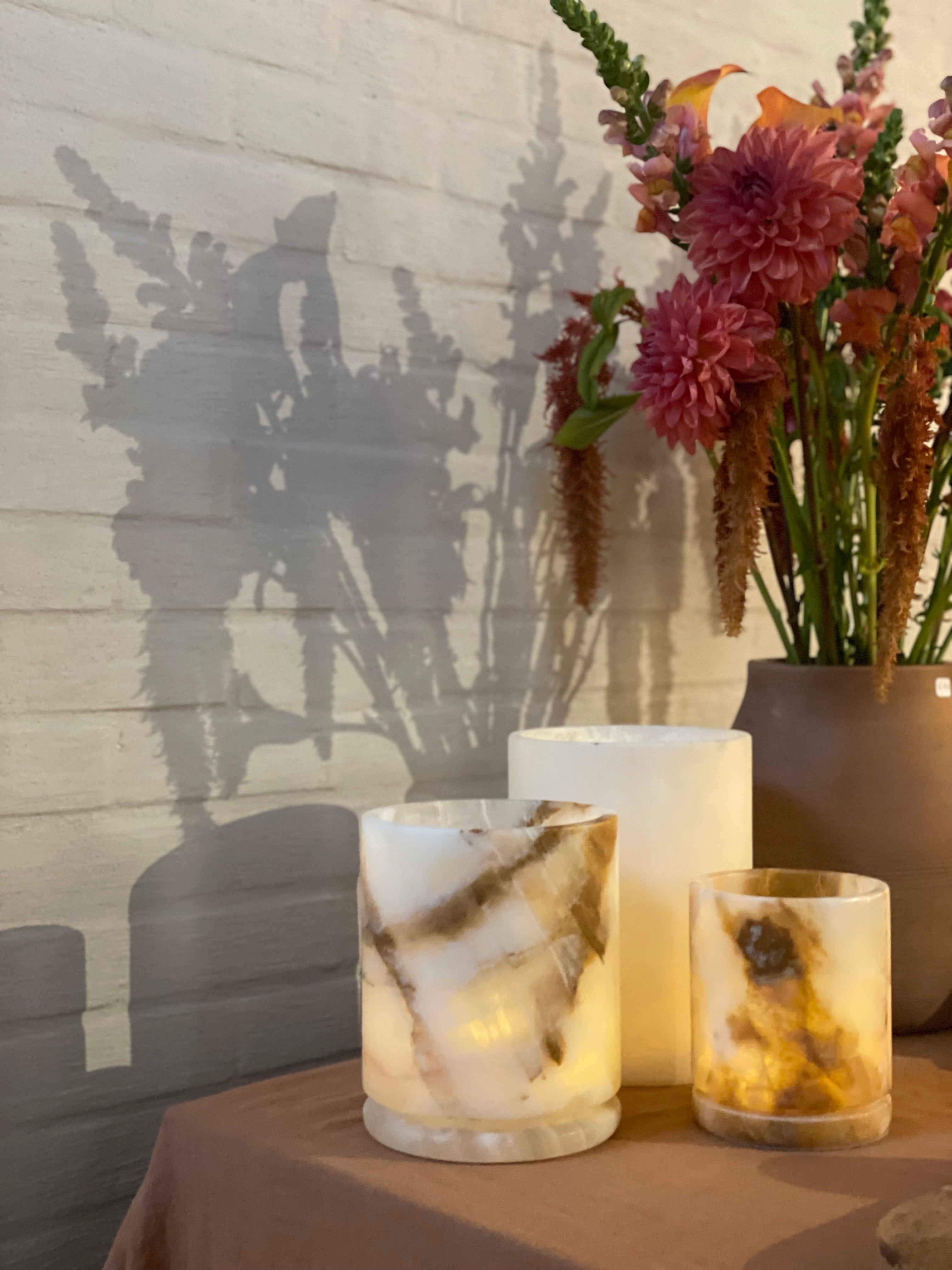 Candle holder caramel onyx L