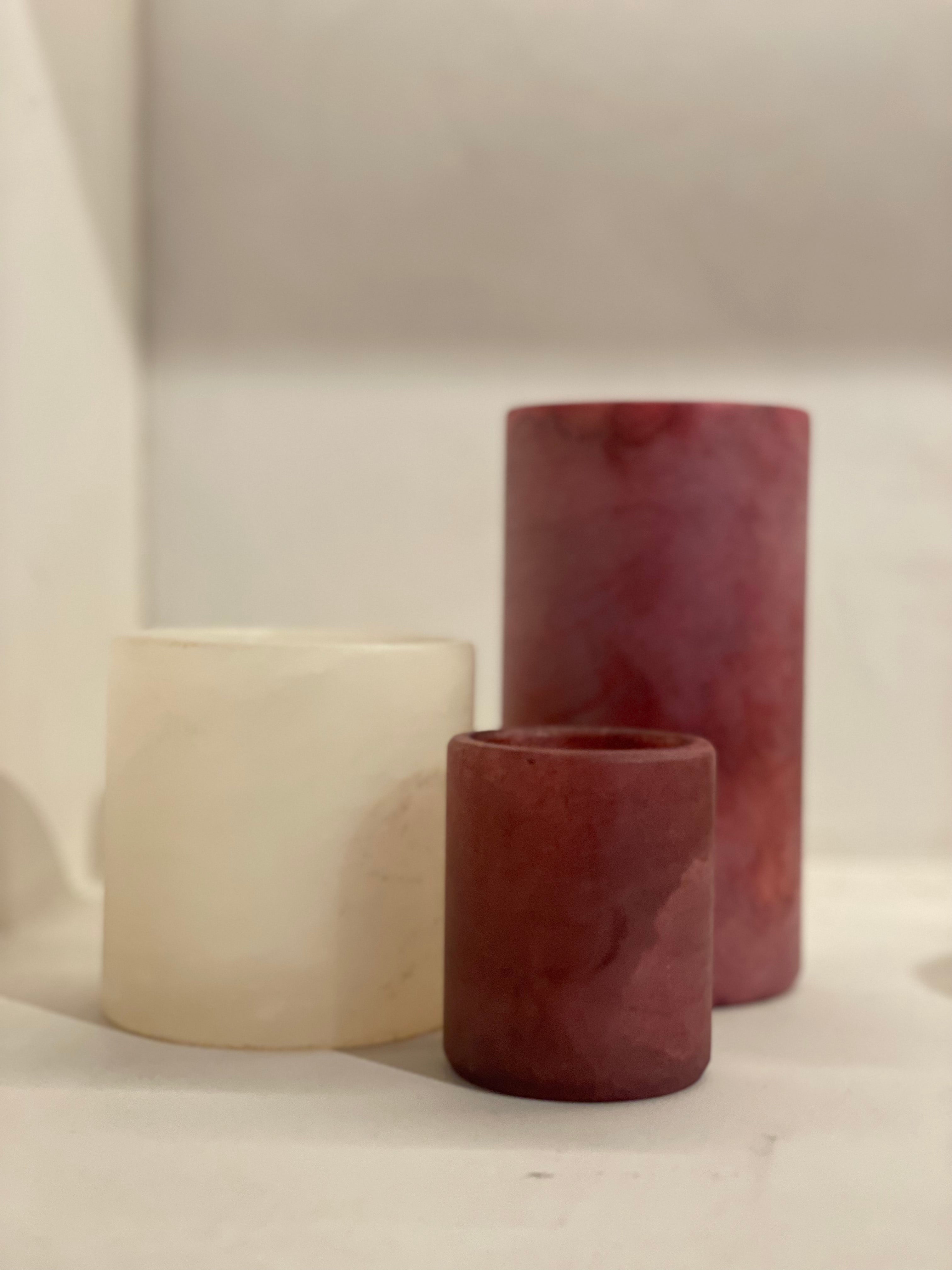 Bougeoir en albâtre bordeaux M