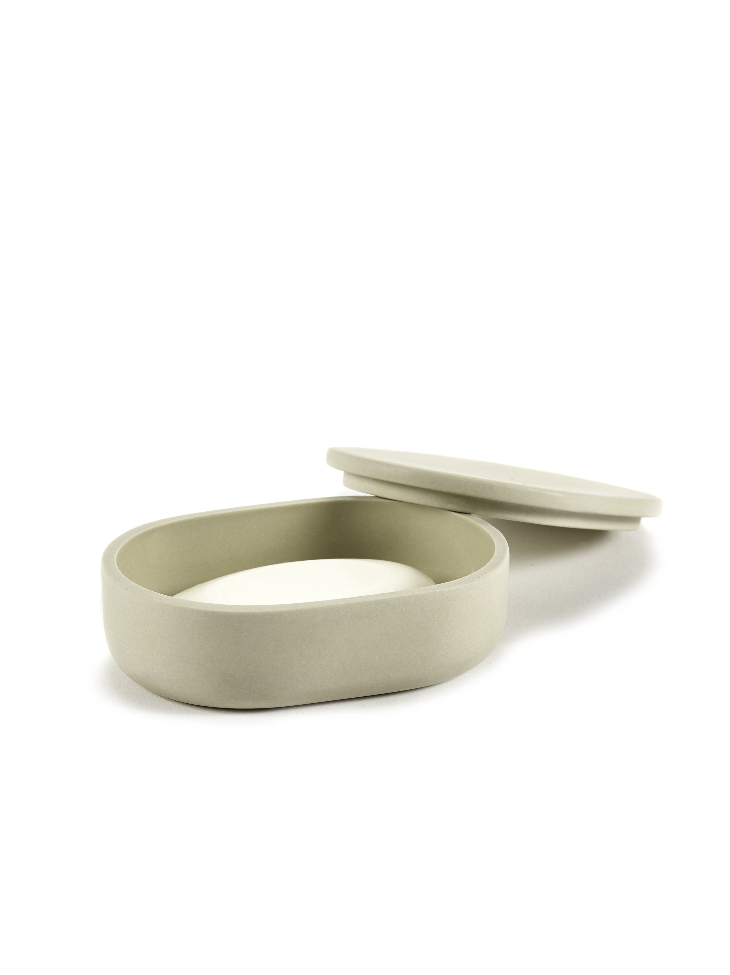 Boîte de rangement ovale avec couvercle beige - Bertrand Lejoly