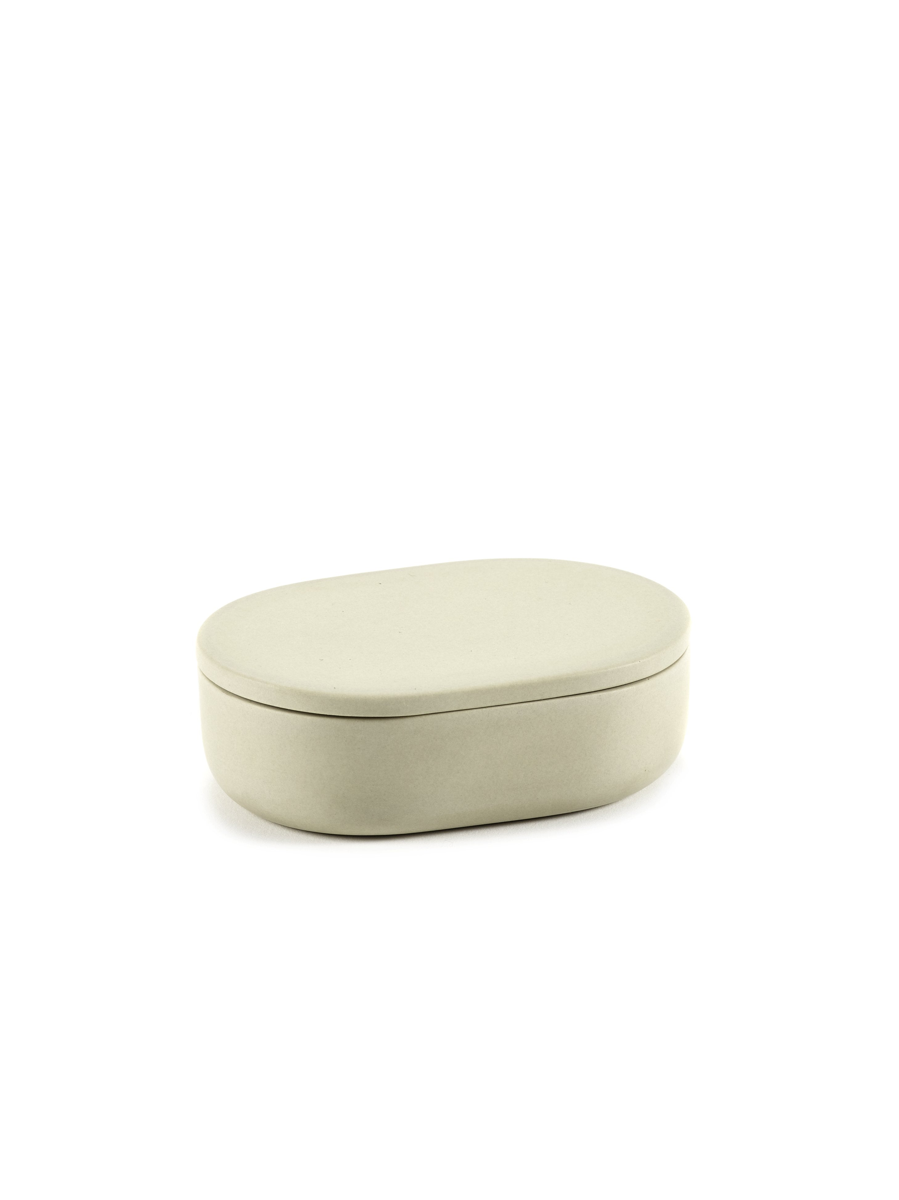 Boîte de rangement ovale avec couvercle beige - Bertrand Lejoly