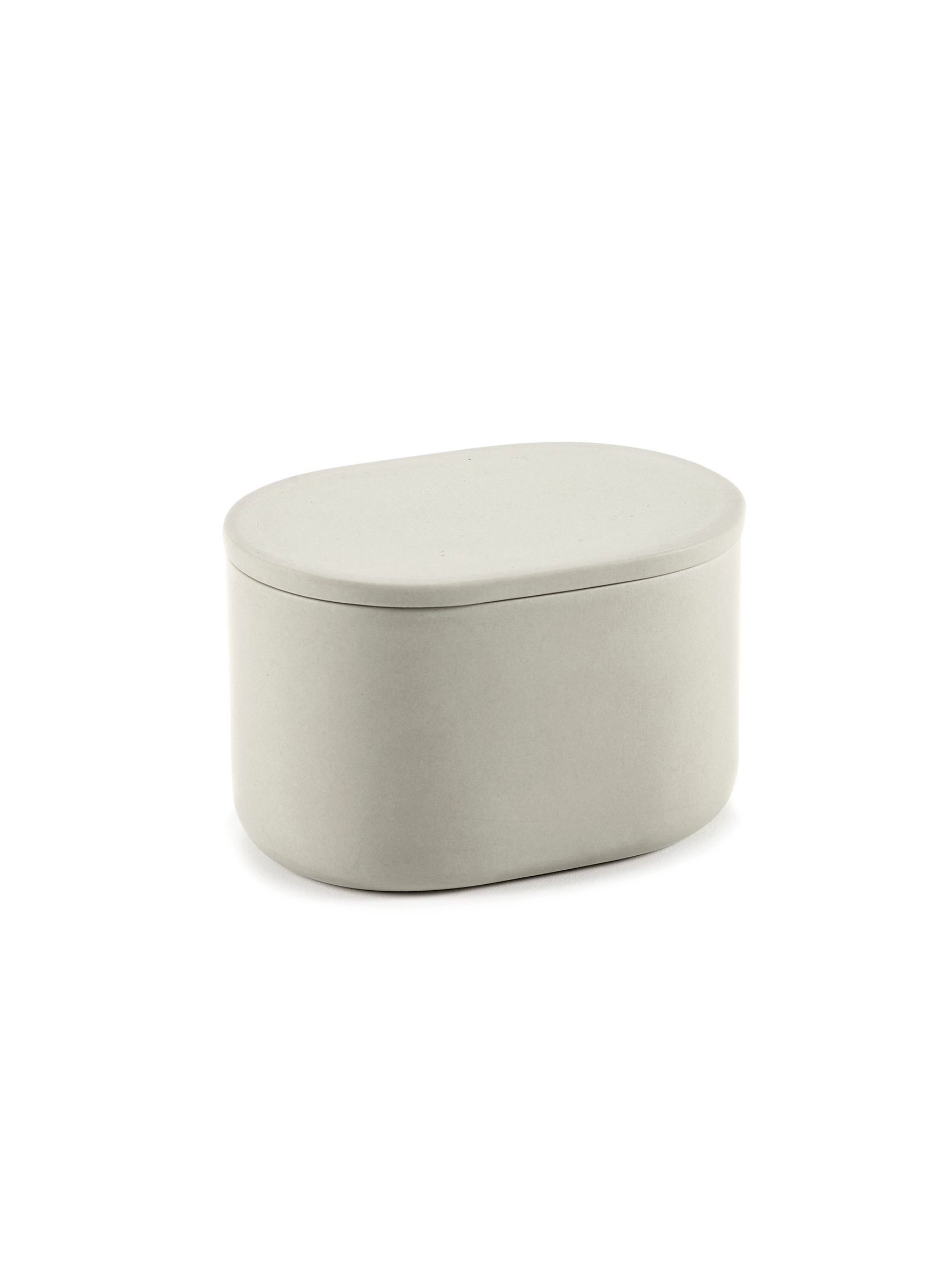 Beige oval storage box with lid large - Bertrand Lejoly