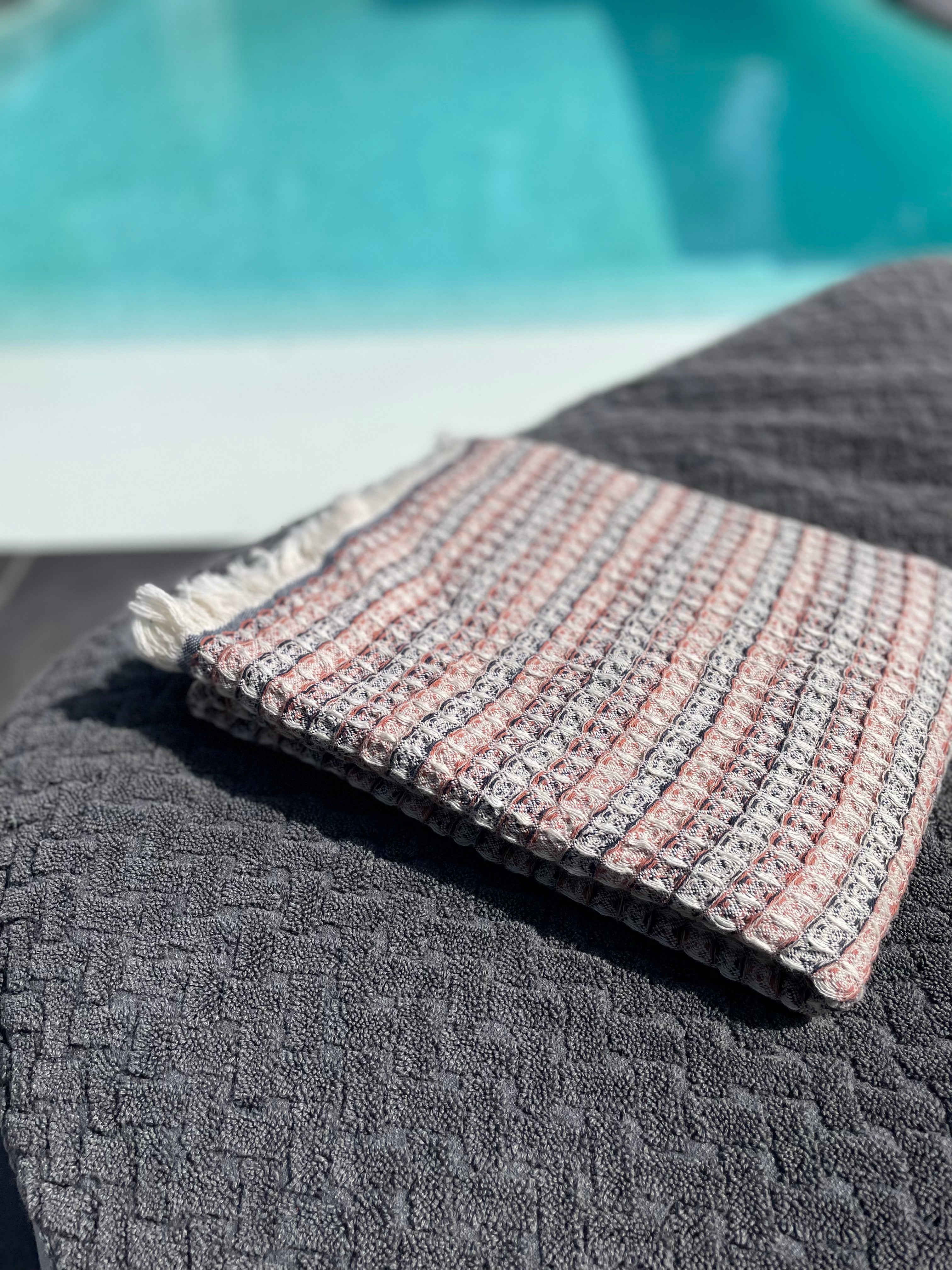 Handdoek Waffle zwart-bruin