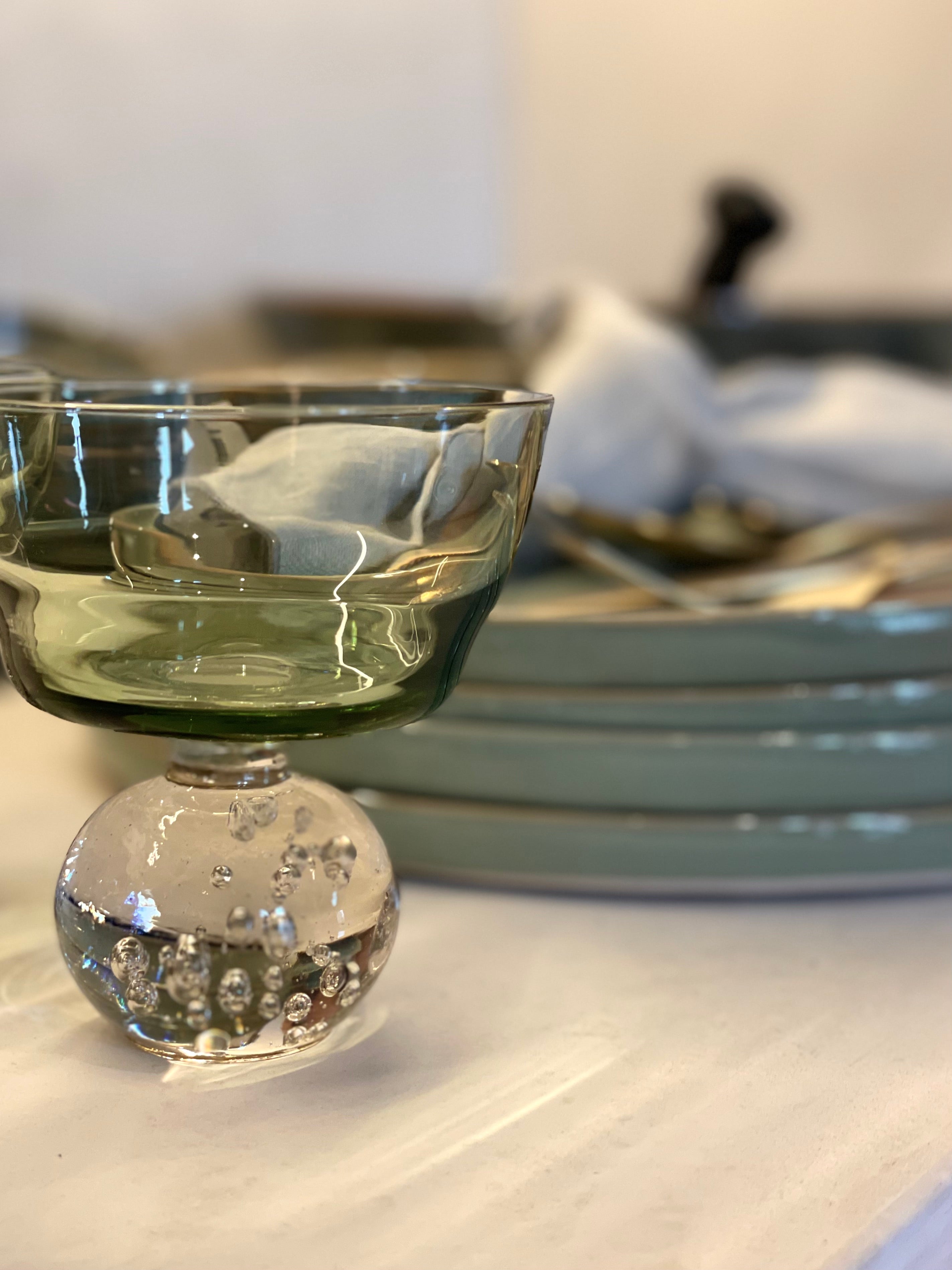 Glazen op voet - set van 6 - Eternal Snow - Groen