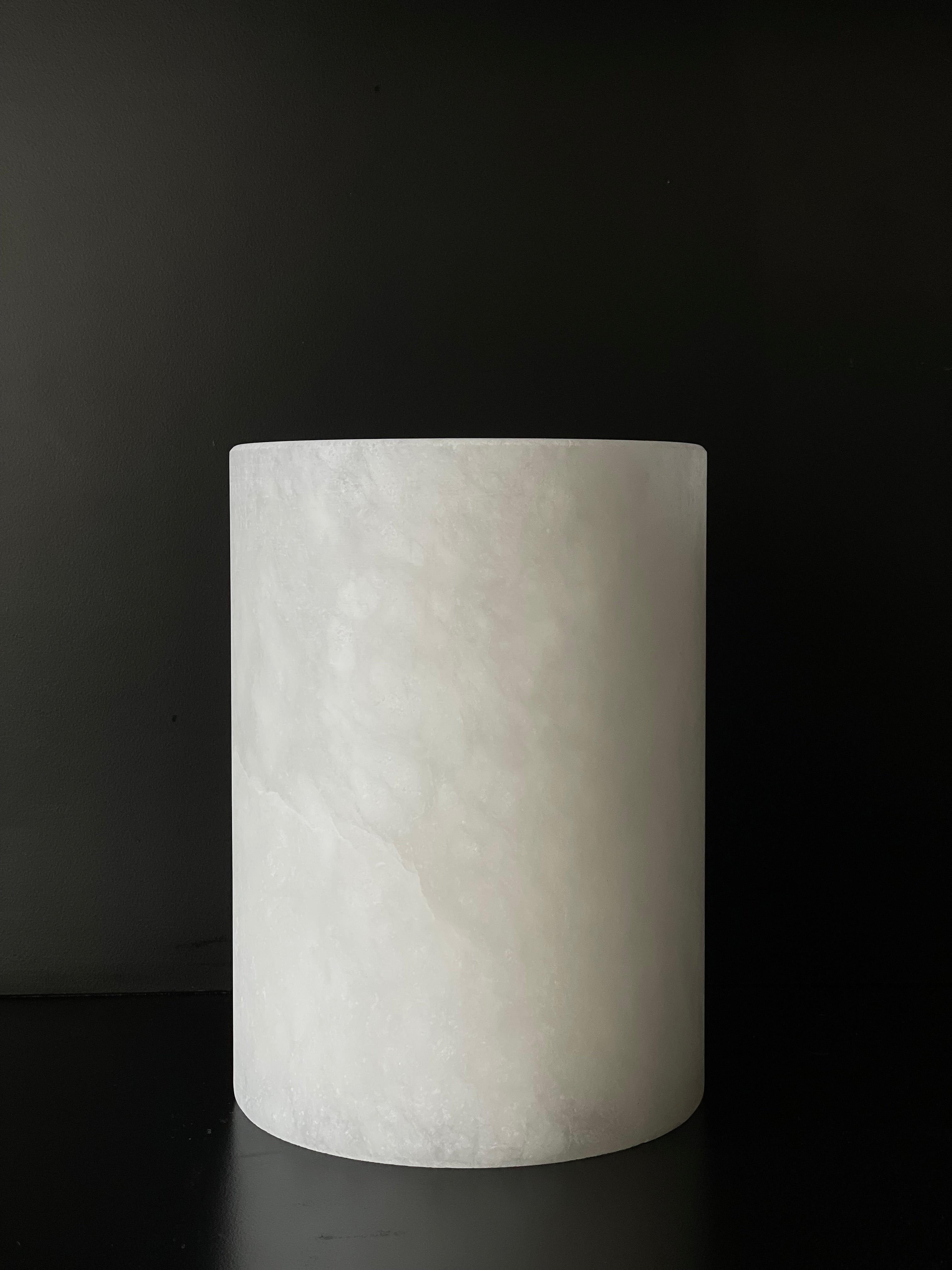 Bougeoir/Vase albâtre beige L