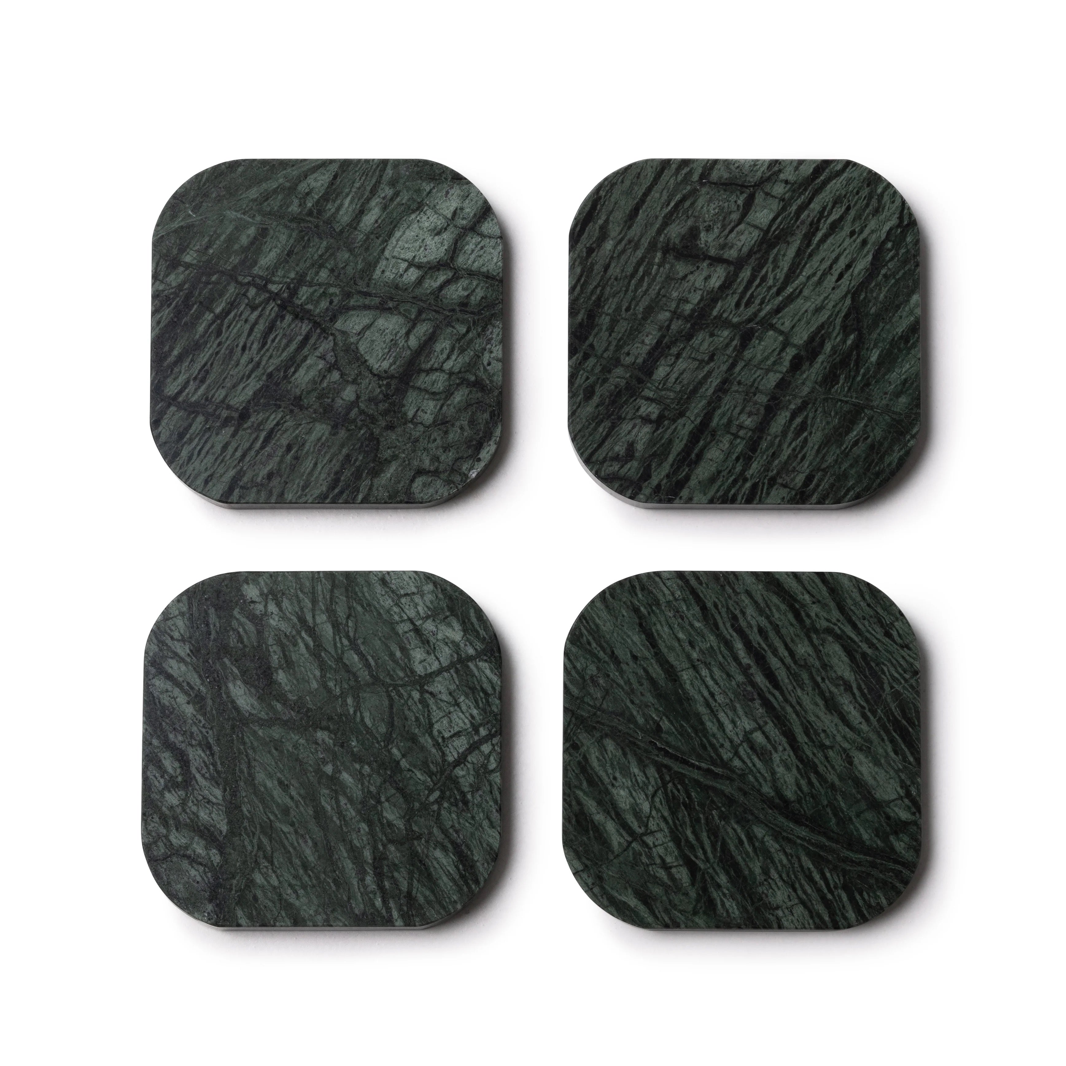 Sous-verres en marbre vert  -  lot de 4