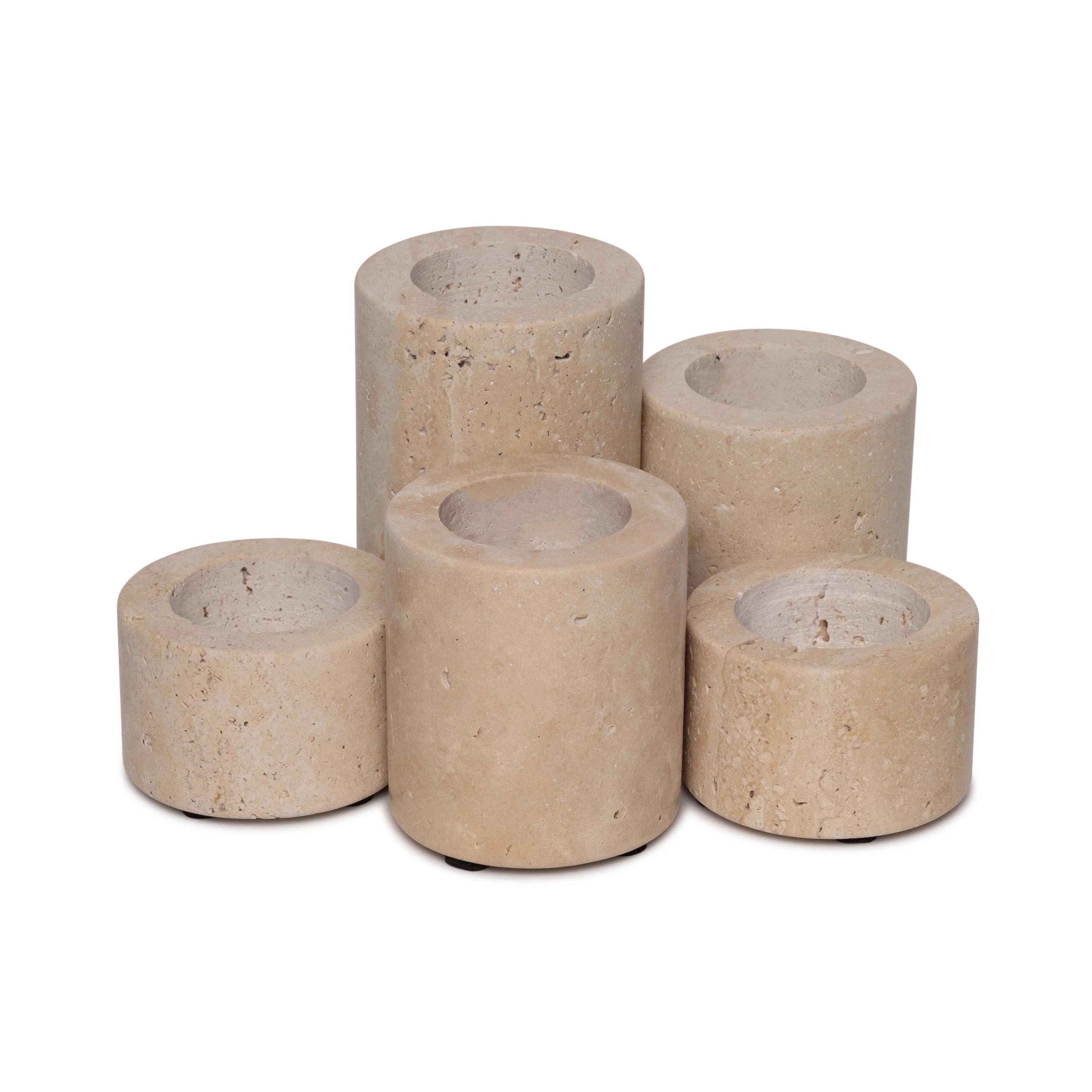 Candlestick waxinelights travertine L