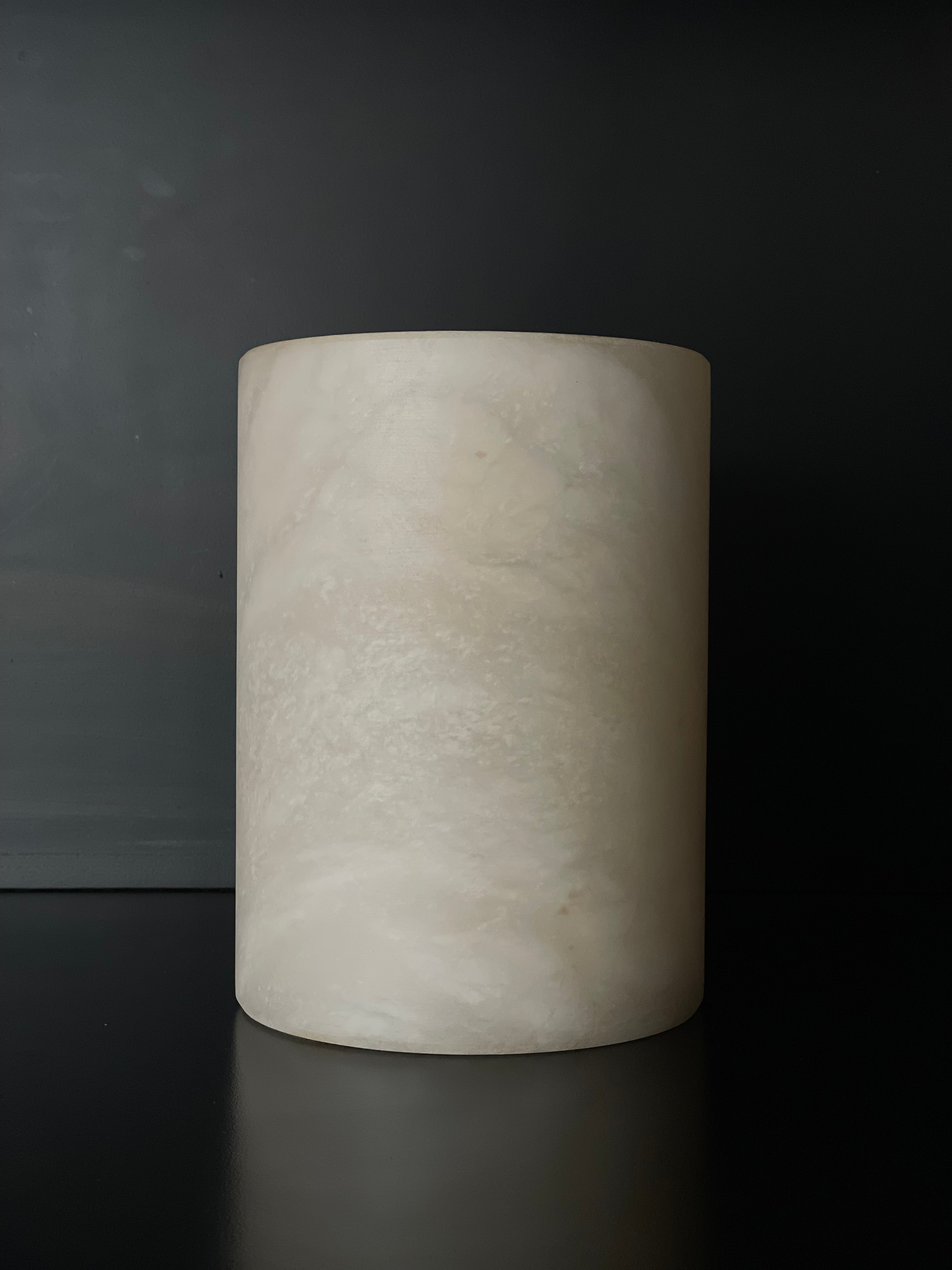 Bougeoir/Vase albâtre beige L