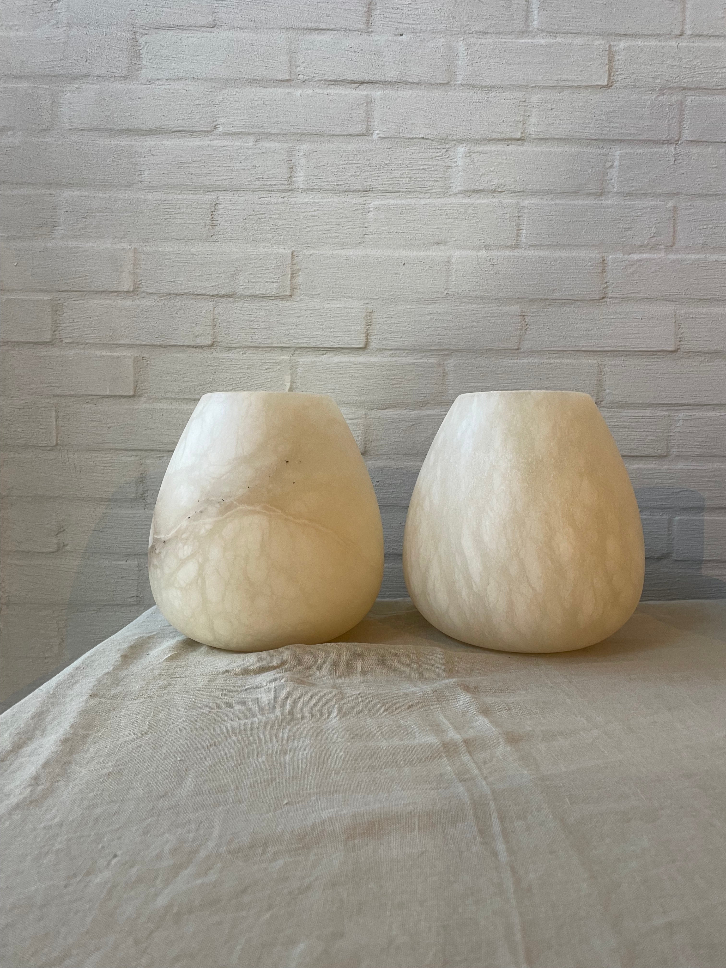 Bougeoir en albâtre beige L