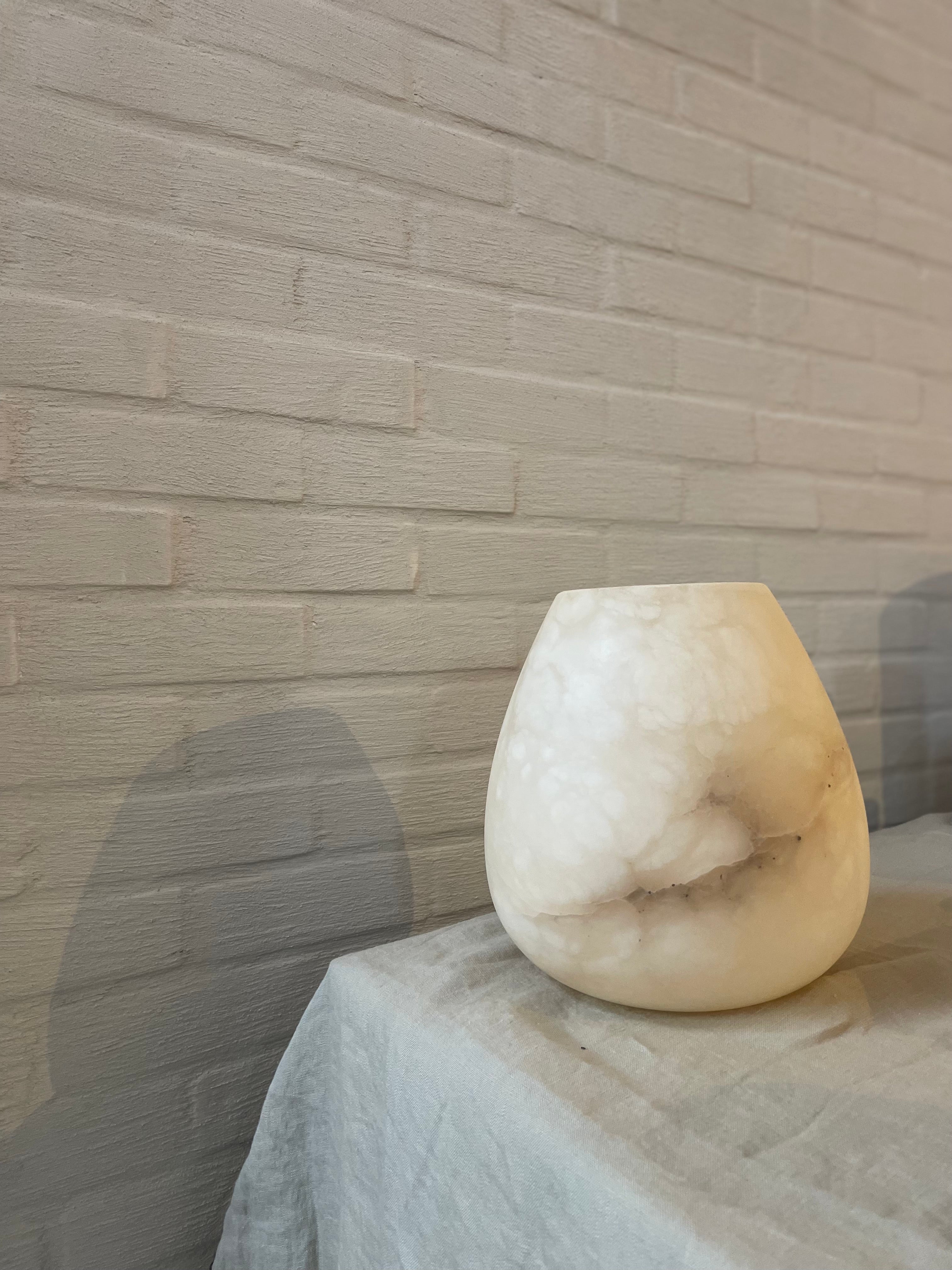 Bougeoir en albâtre beige L