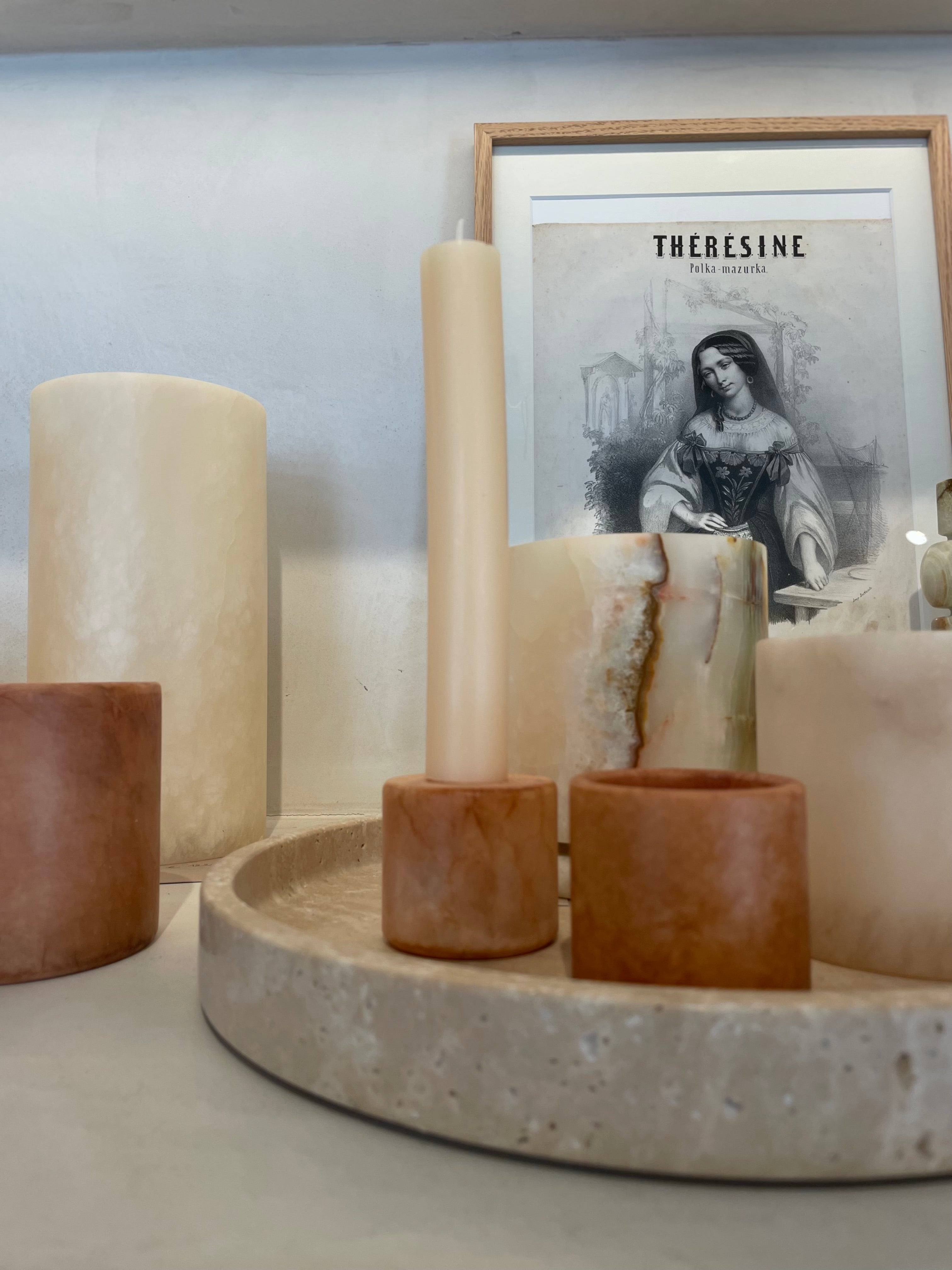 Candlestick alabaster terracotta S