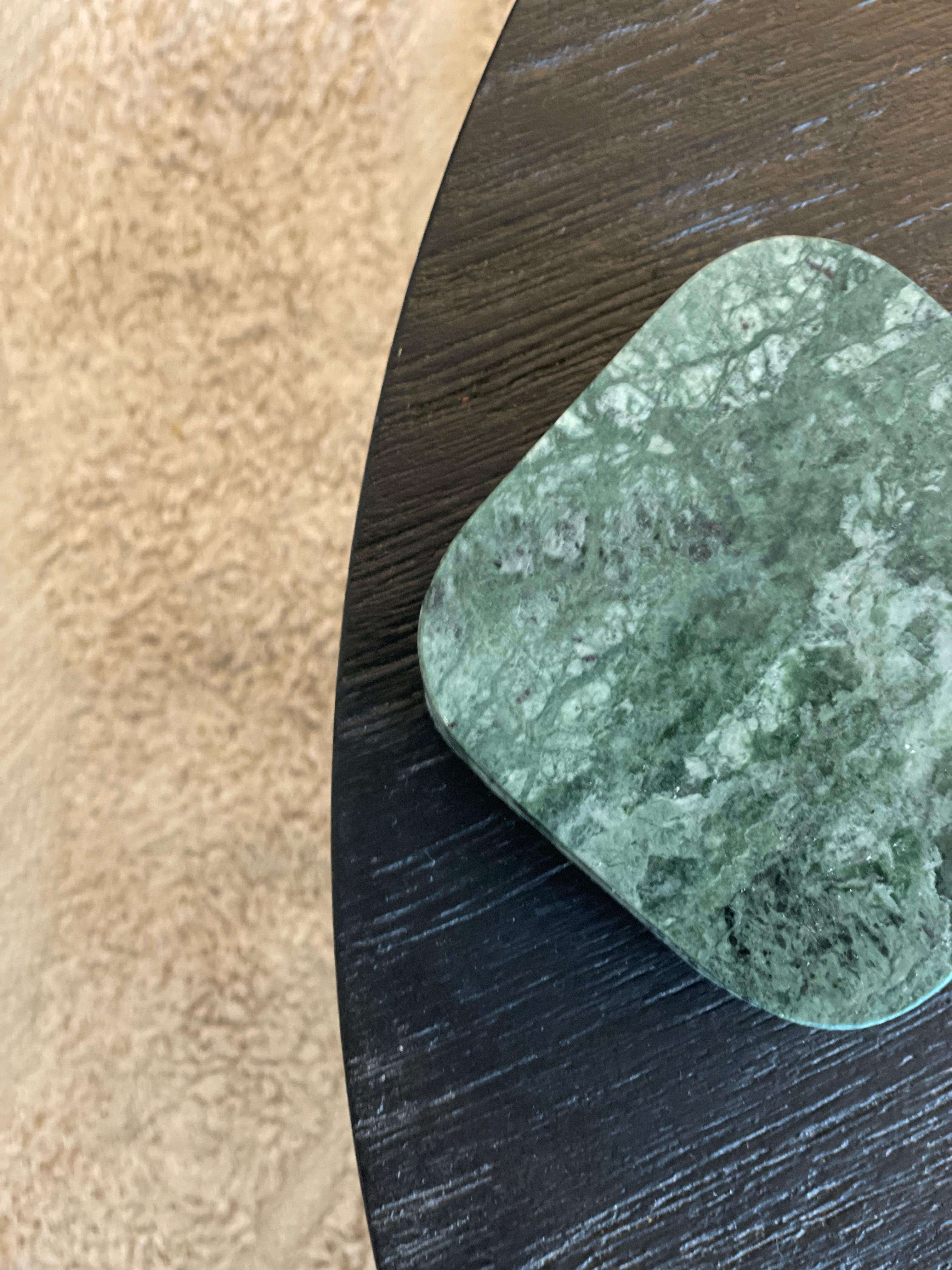 Glass coasters in green marble - set of 4