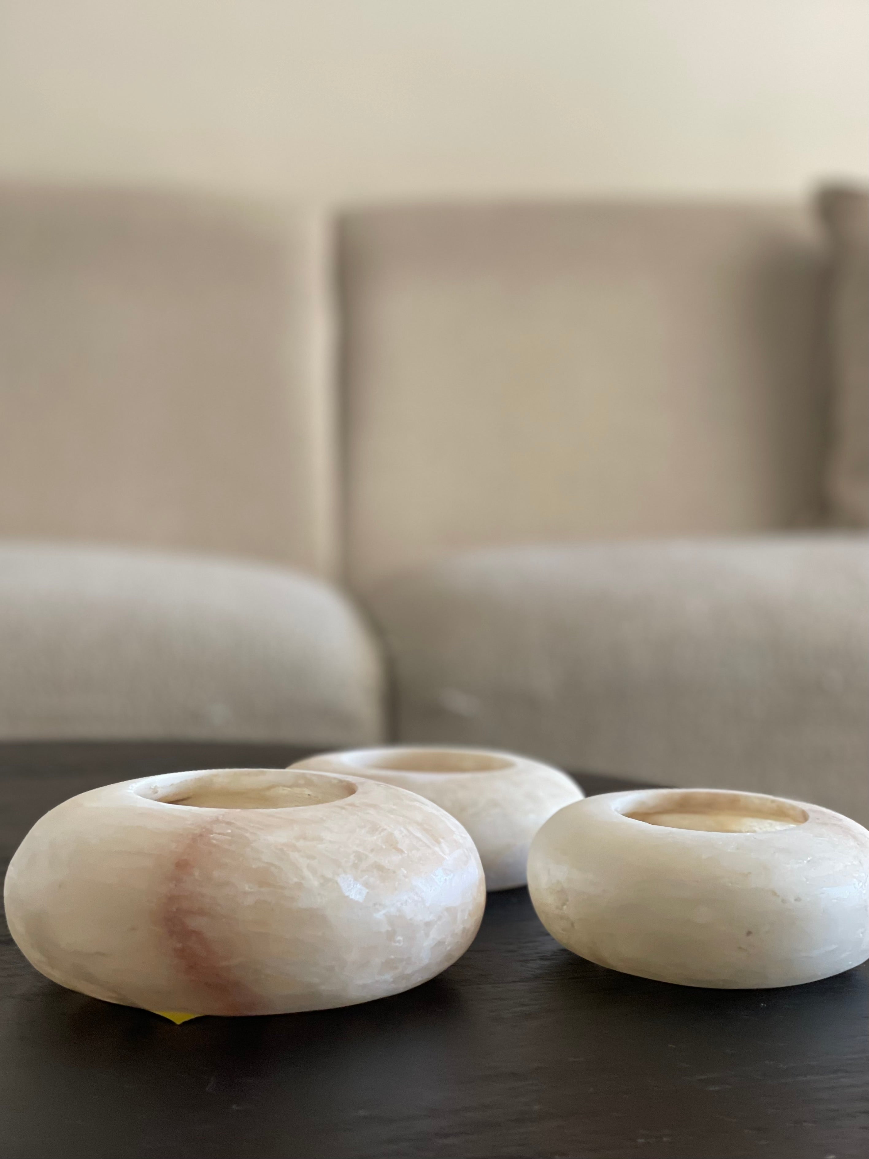 Egyptian Alabaster Set No. 9 - Set of 3 - Halo Shape