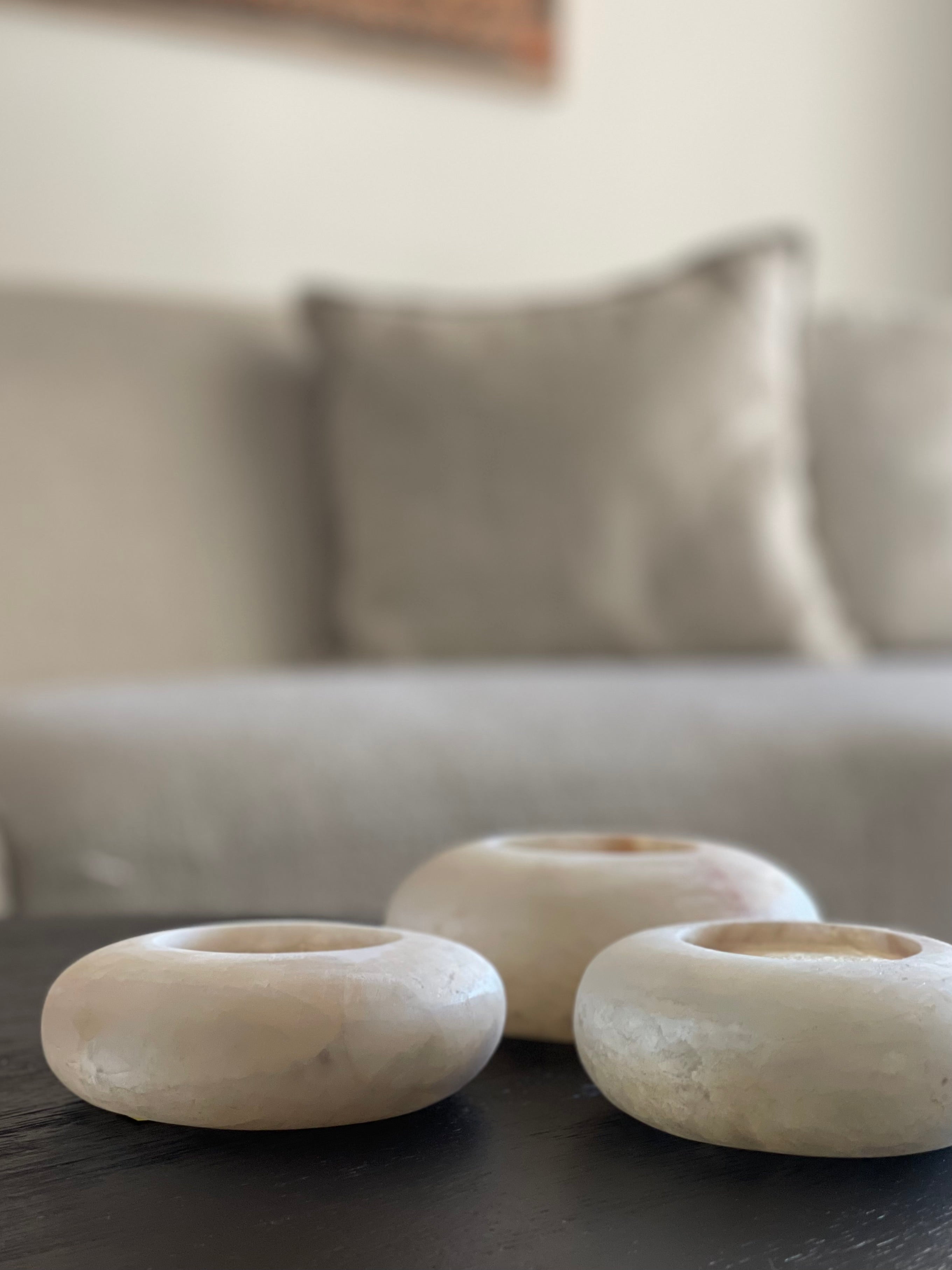 Egyptian Alabaster Set No. 9 - Set of 3 - Halo Shape