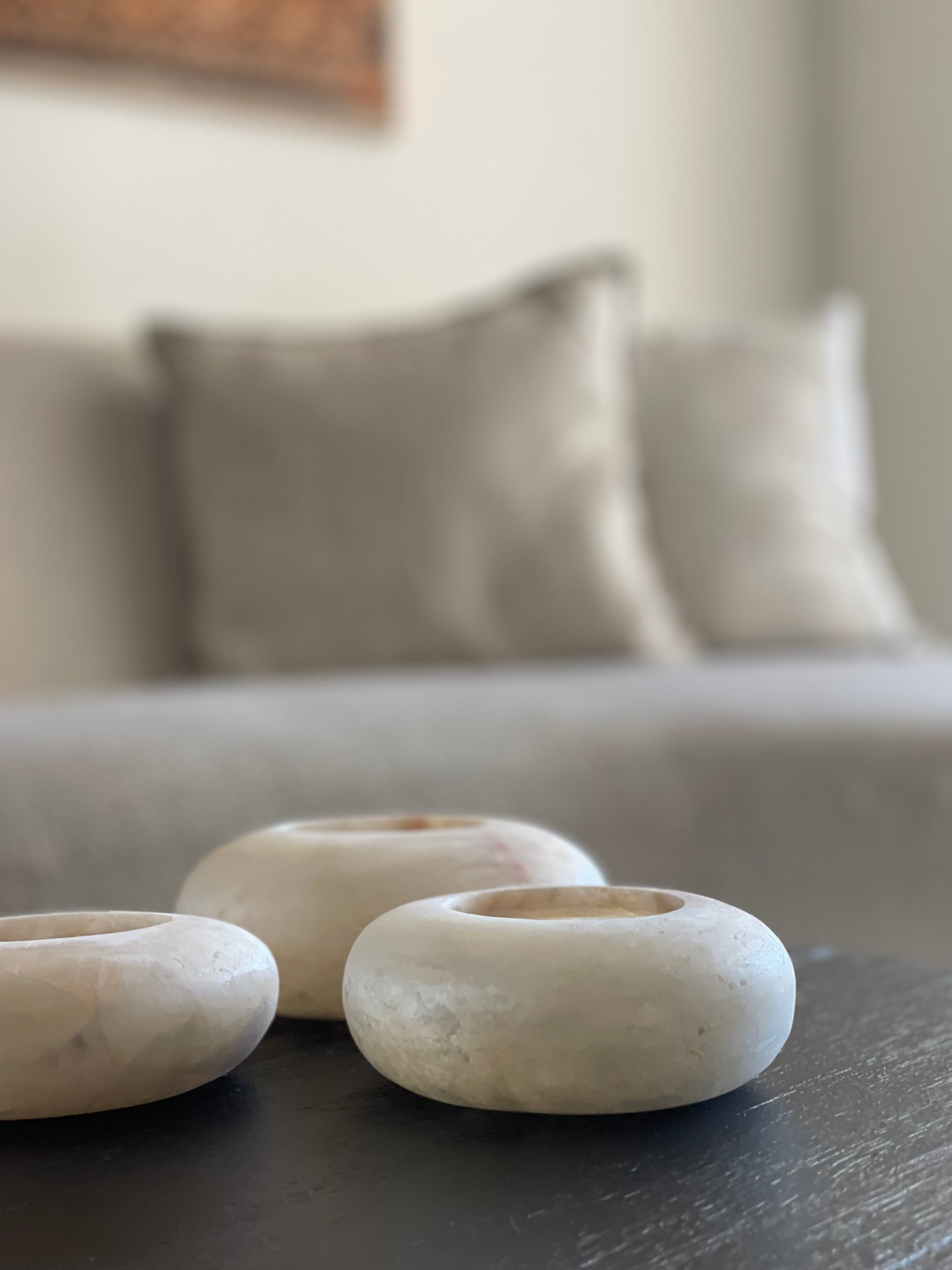 Egyptian Alabaster Set No. 9 - Set of 3 - Halo Shape
