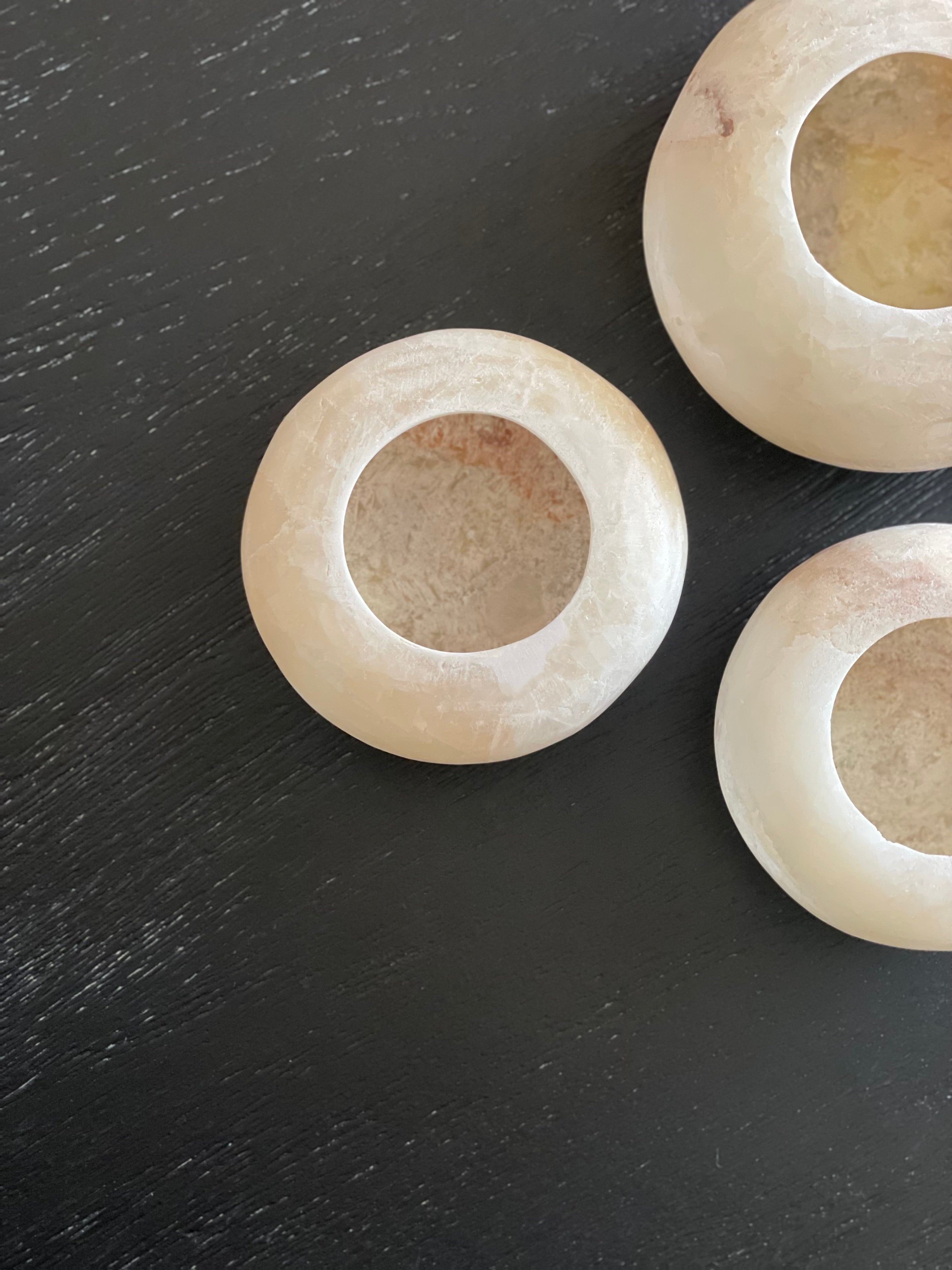 Egyptian Alabaster Set No. 9 - Set of 3 - Halo Shape