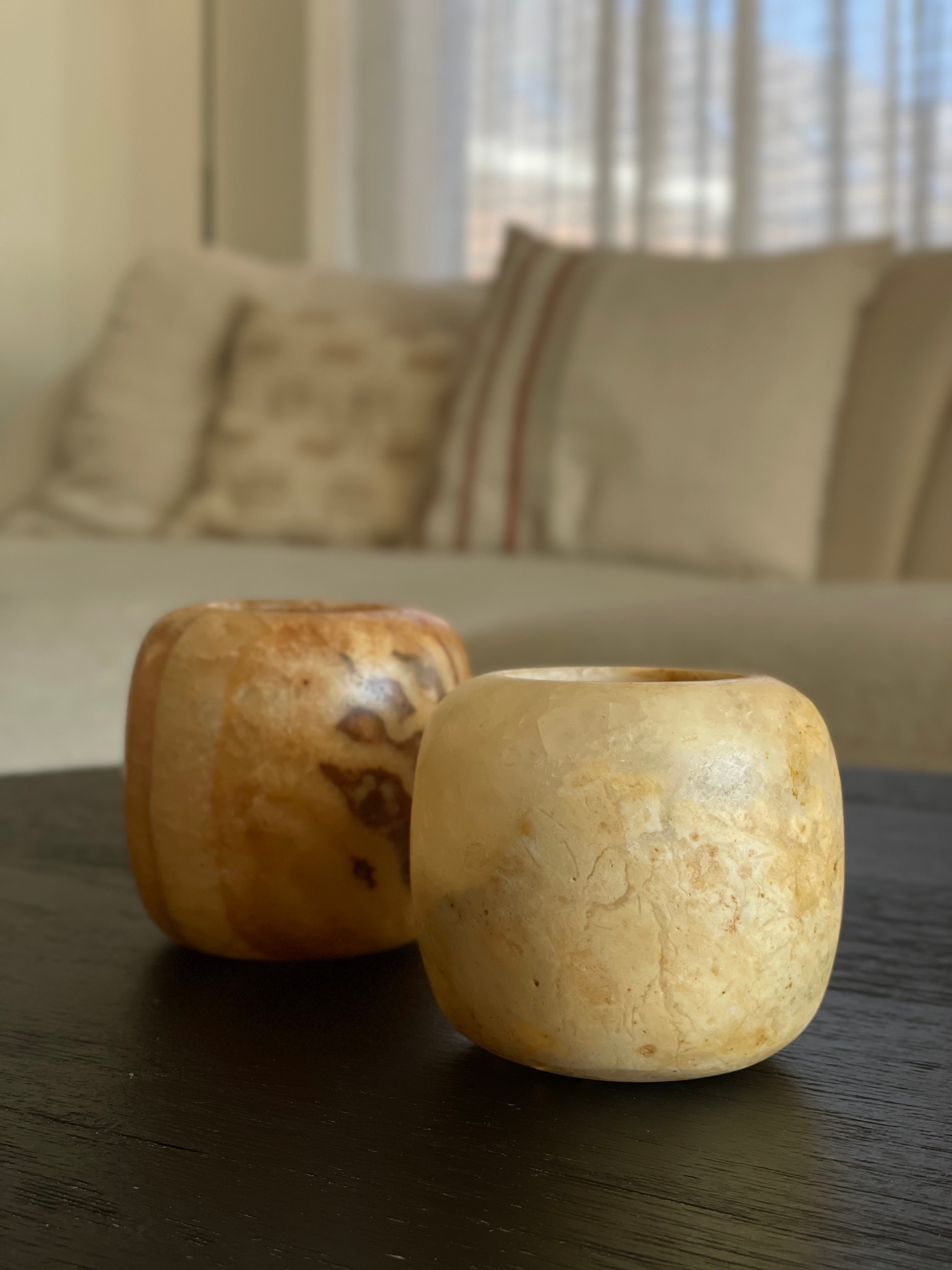 Egyptian Alabaster Set No. 5 - Set of 2 - Spherical Shape