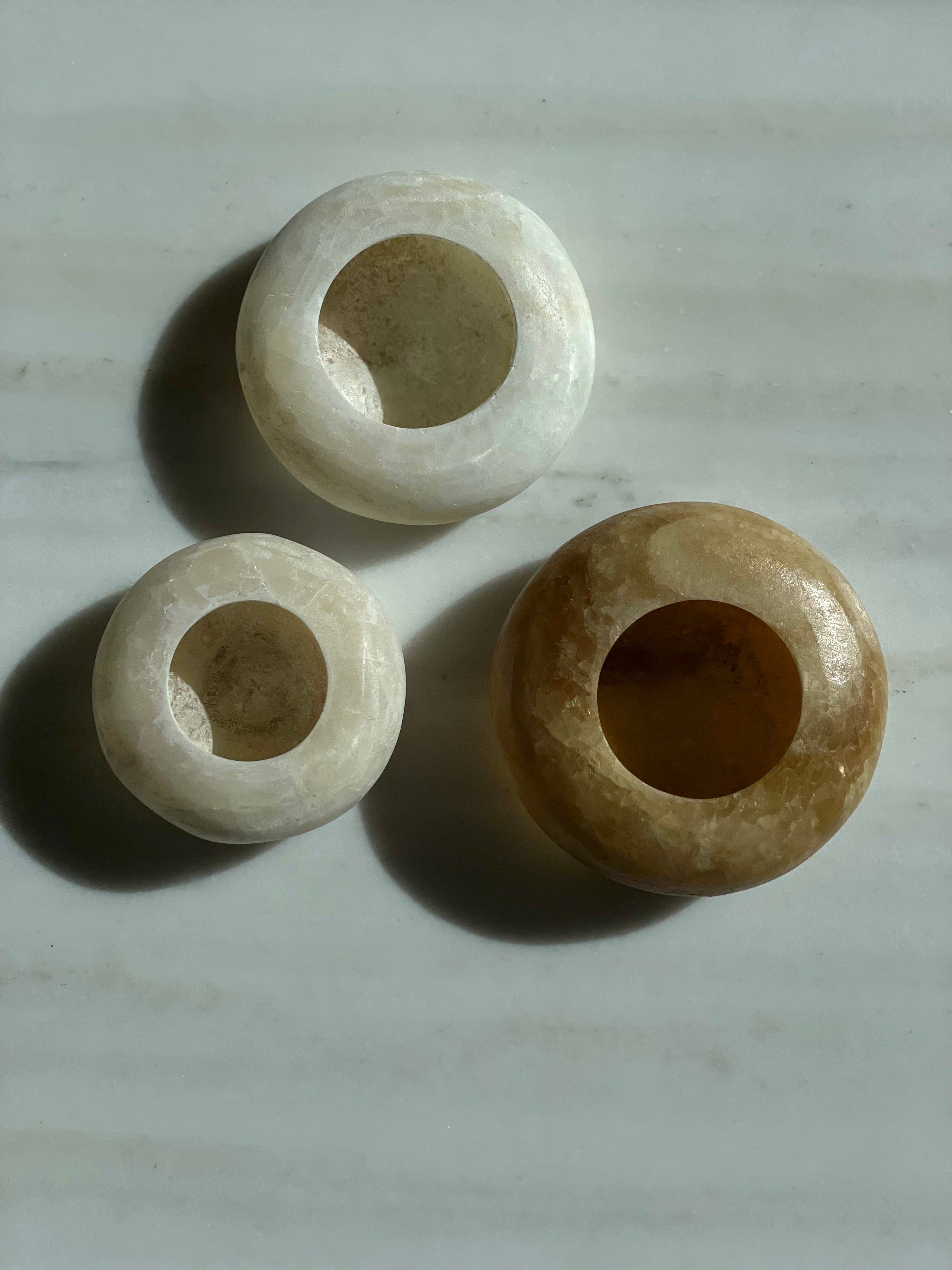 Set albâtre égyptien n° 11 - lot de 3 - forme halo
