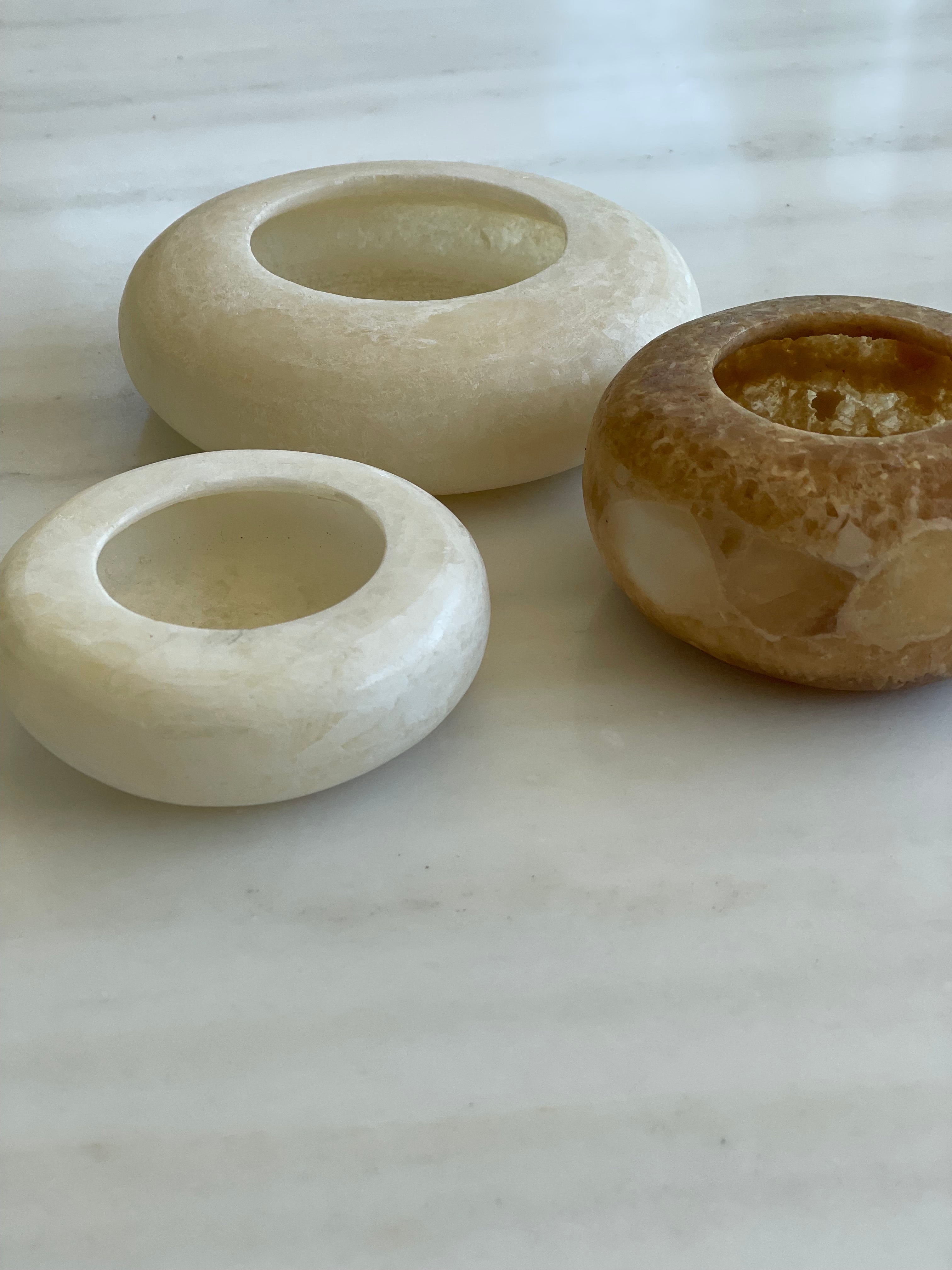 Set albâtre égyptien n° 12 - lot de 3 - forme halo