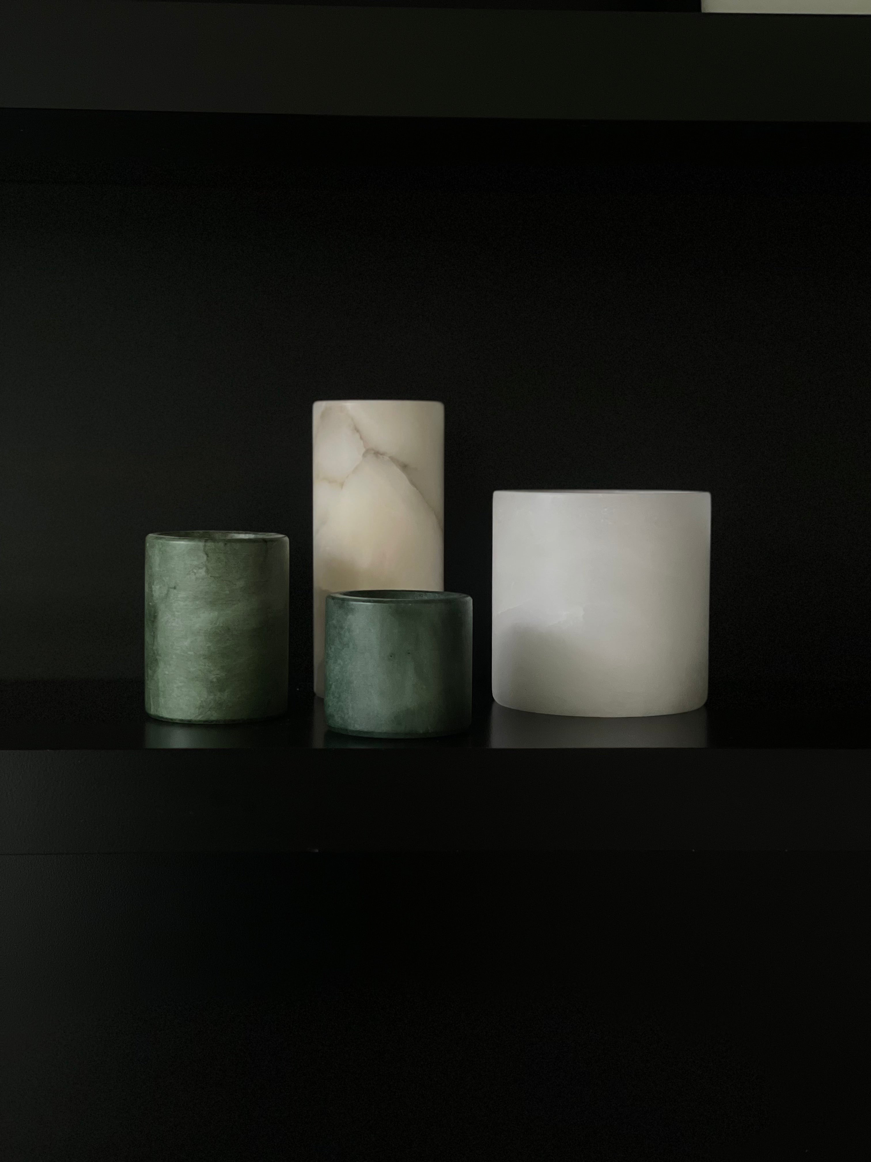 Candle holder alabaster green XS