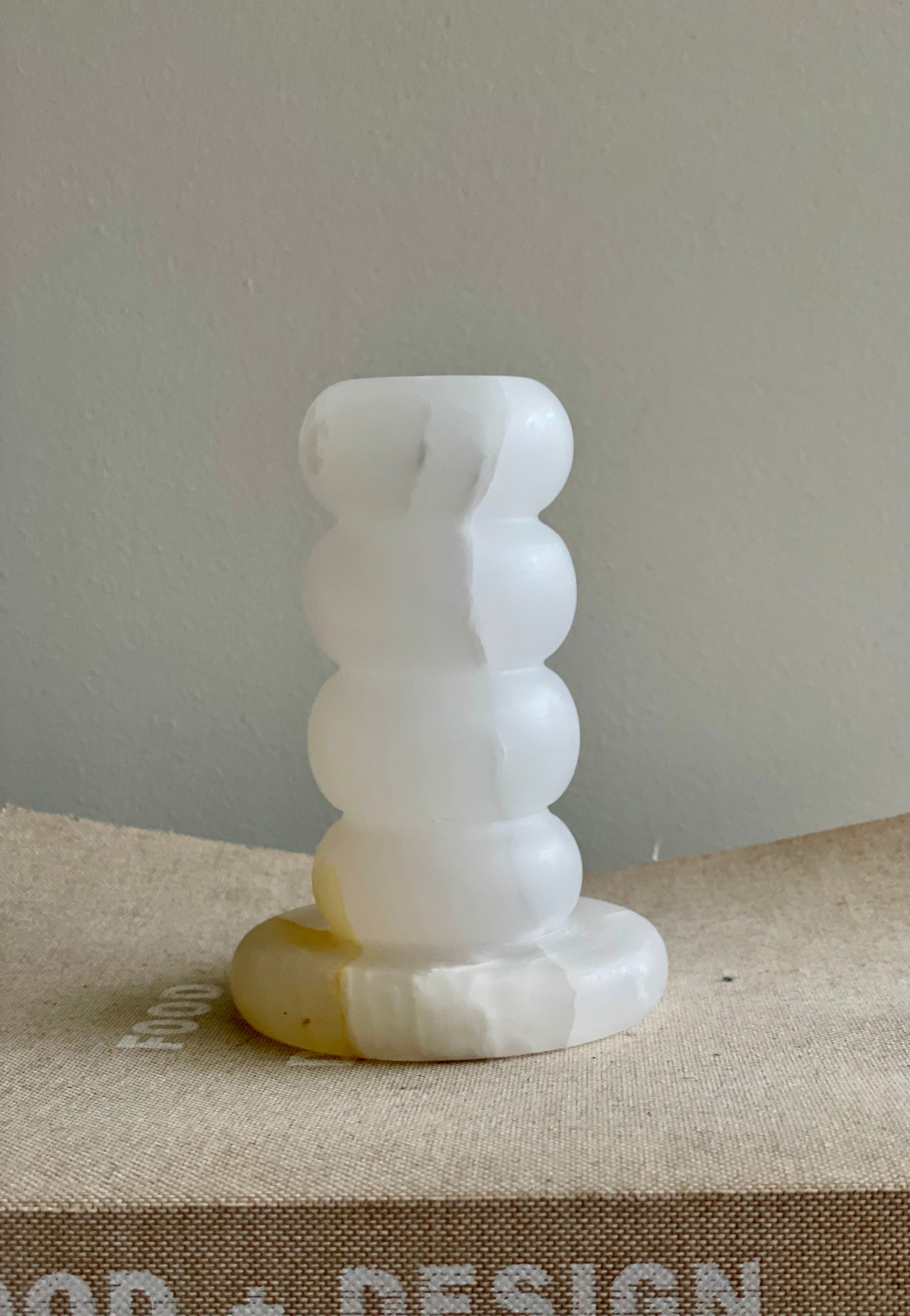 Candlestick onyx white L